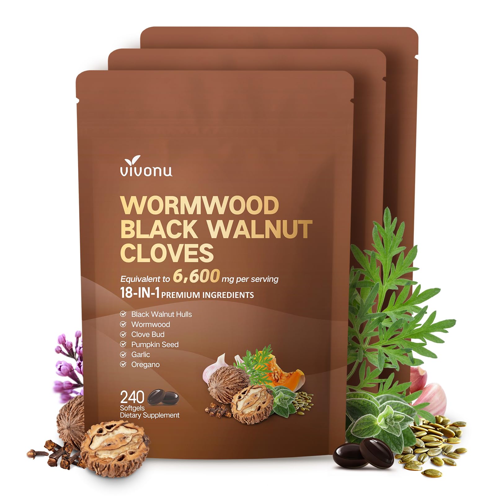 VivoNu Black Walnut Wormwood Clove Softgels 720