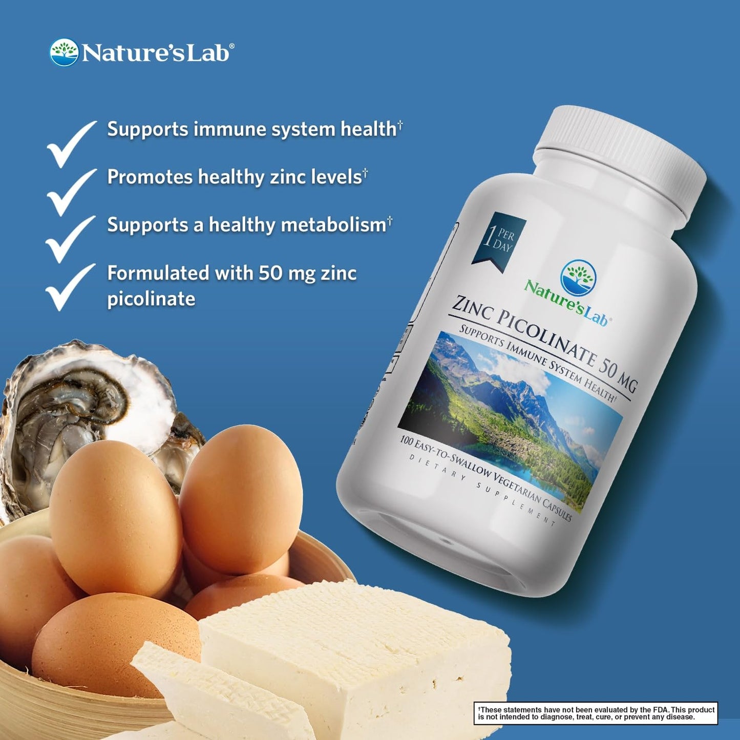 Nature's Lab Zinc Picolinate 50mg Capsule, 100 Count