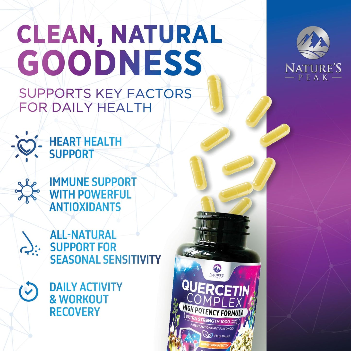 Nature's Peak Quercetin Dihydrate 1000mg Per Serving Veggie Capsules, 60 Count