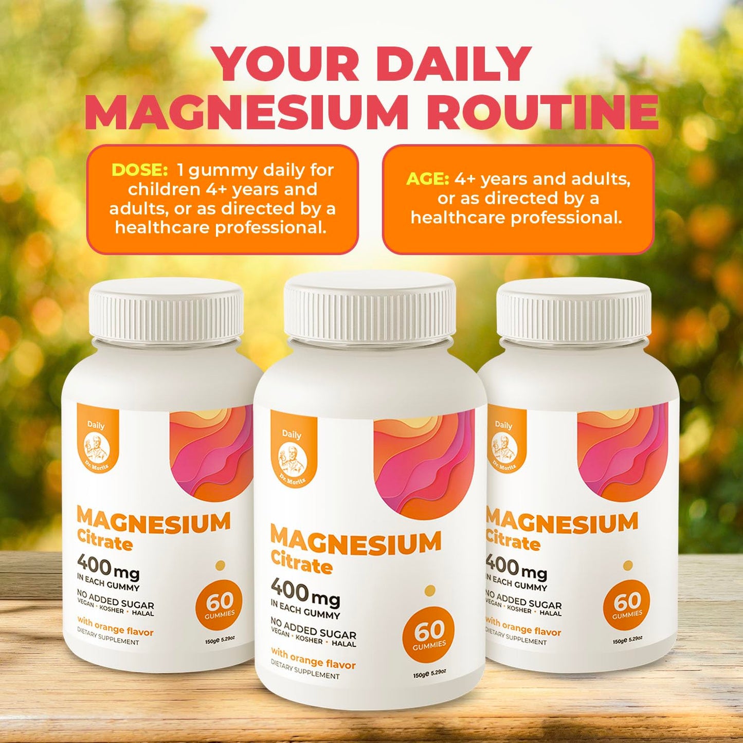 DR. MORITZ Magnesium Gummies Sugar-Free 120 Count