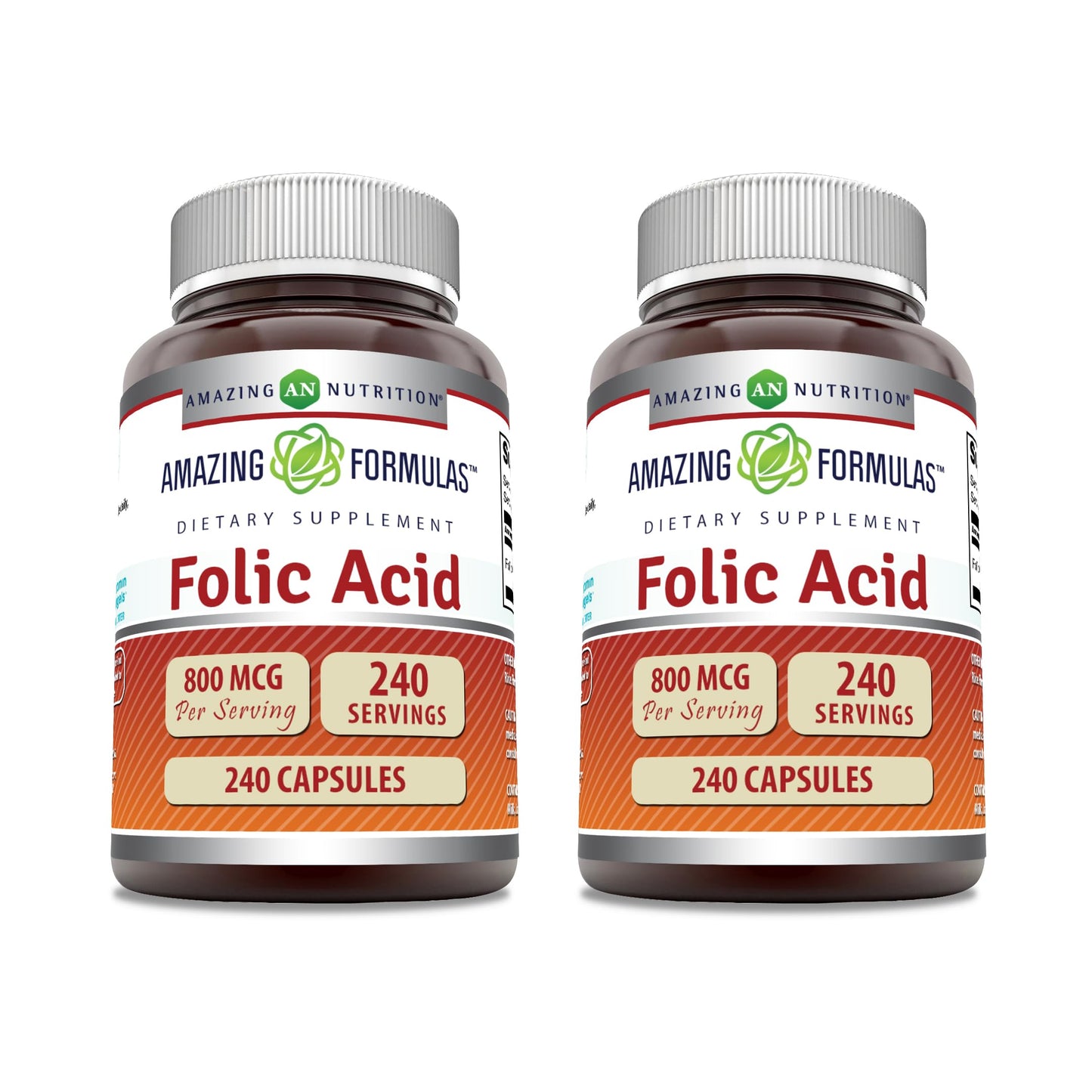 Amazing Nutrition Folic Acid 800 mcg Vitamin B9 Supplement 480 Capsules