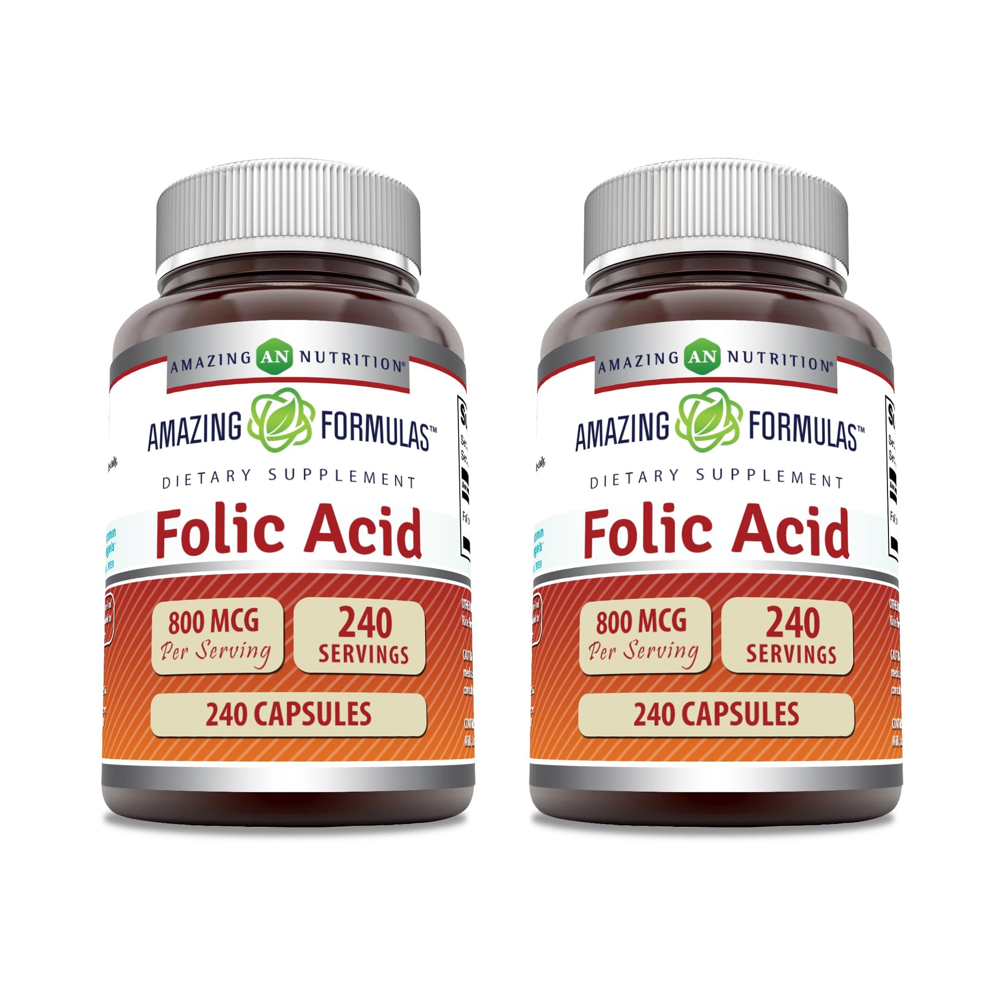 Amazing Nutrition Folic Acid 800 mcg Vitamin B9 Supplement 480 Capsules