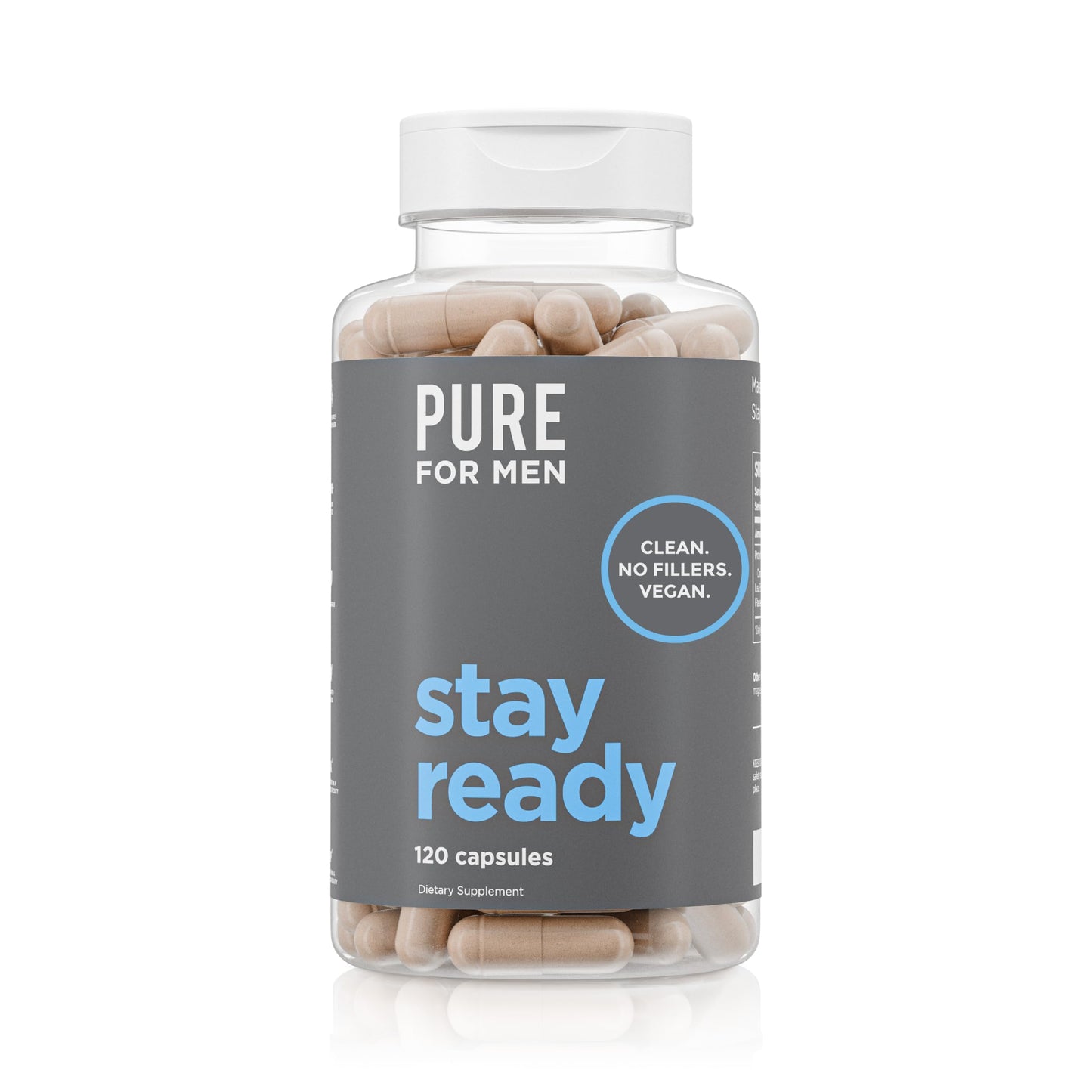 Pure for Men Original Vegan Cleanliness Stay Ready Fiber Supplement, 120 Capsules
