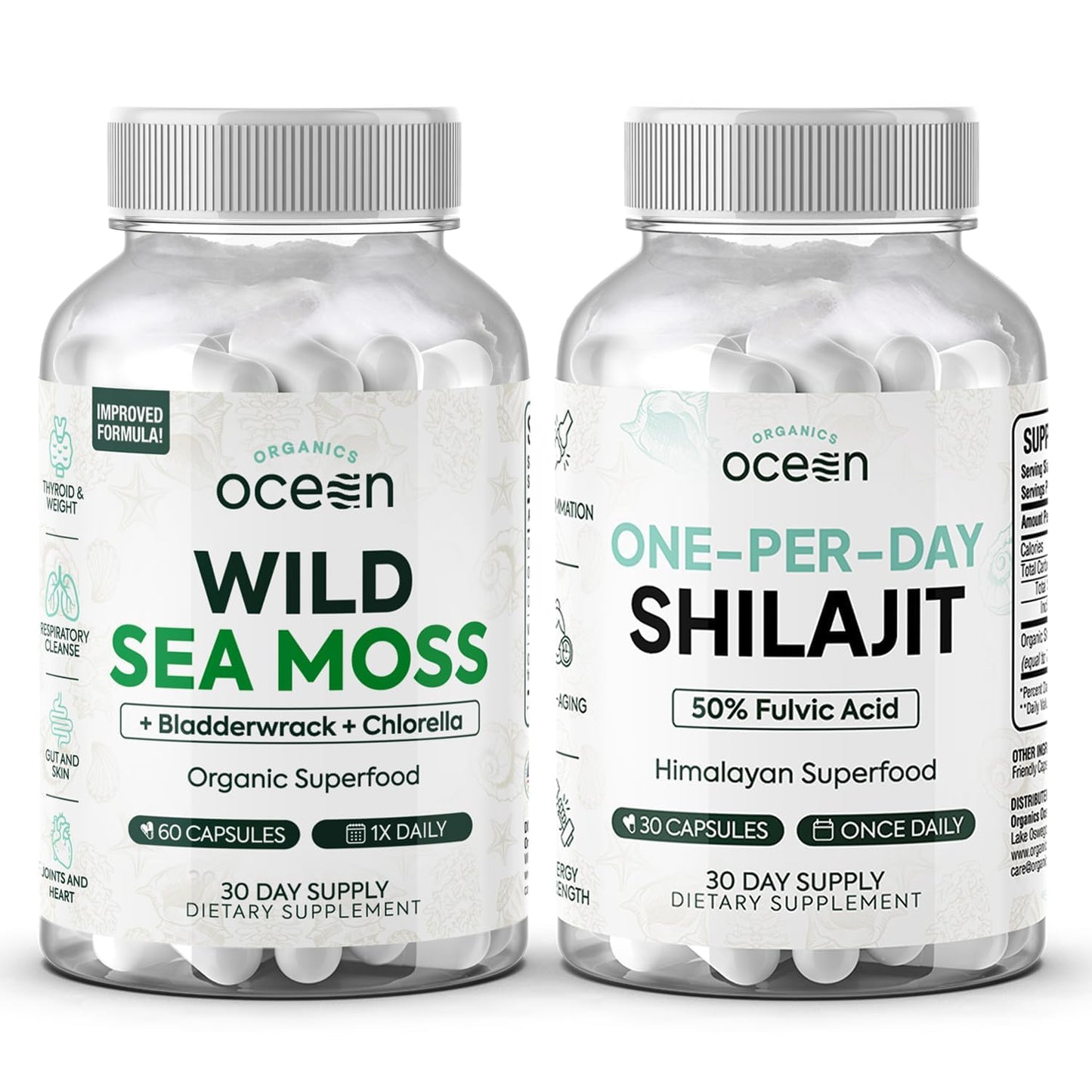 Organics Ocean Wild Sea Moss & Shilajit Capsules, 90 Capsules