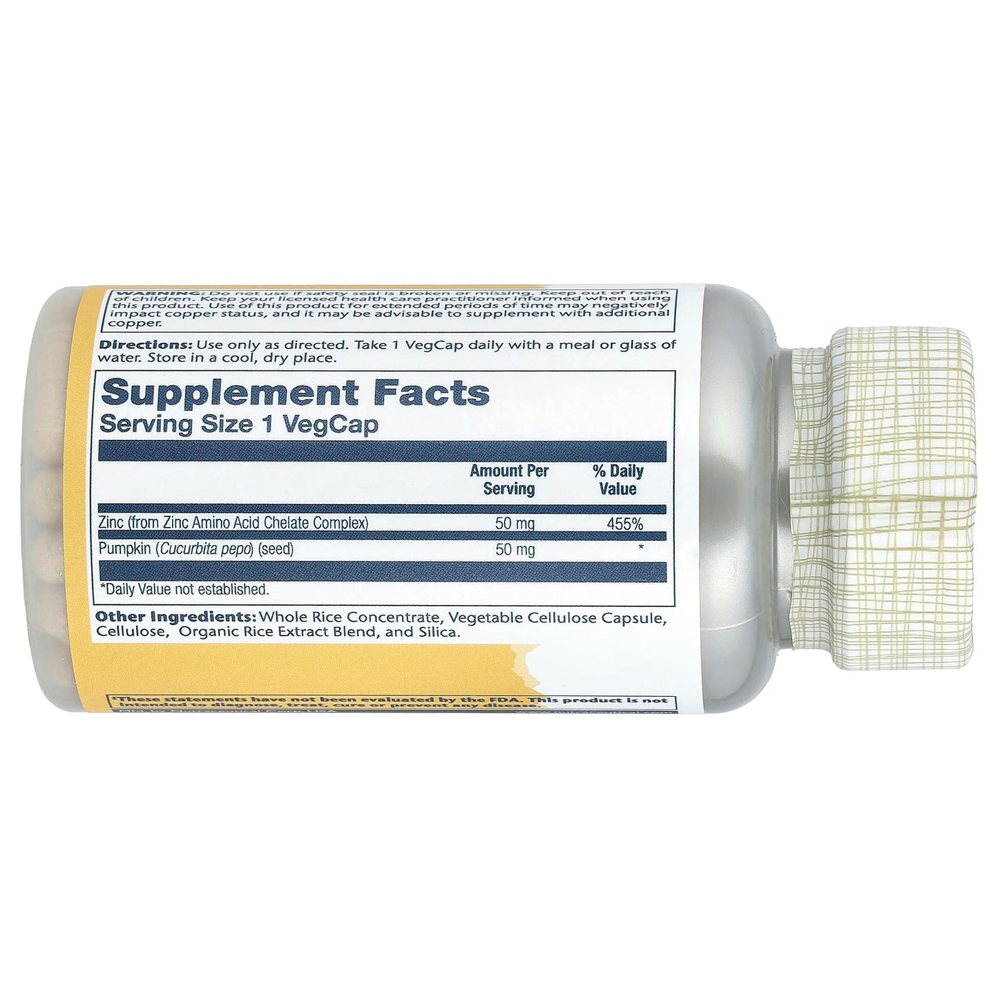 Solaray Zinc 50mg Capsule, 100 Count