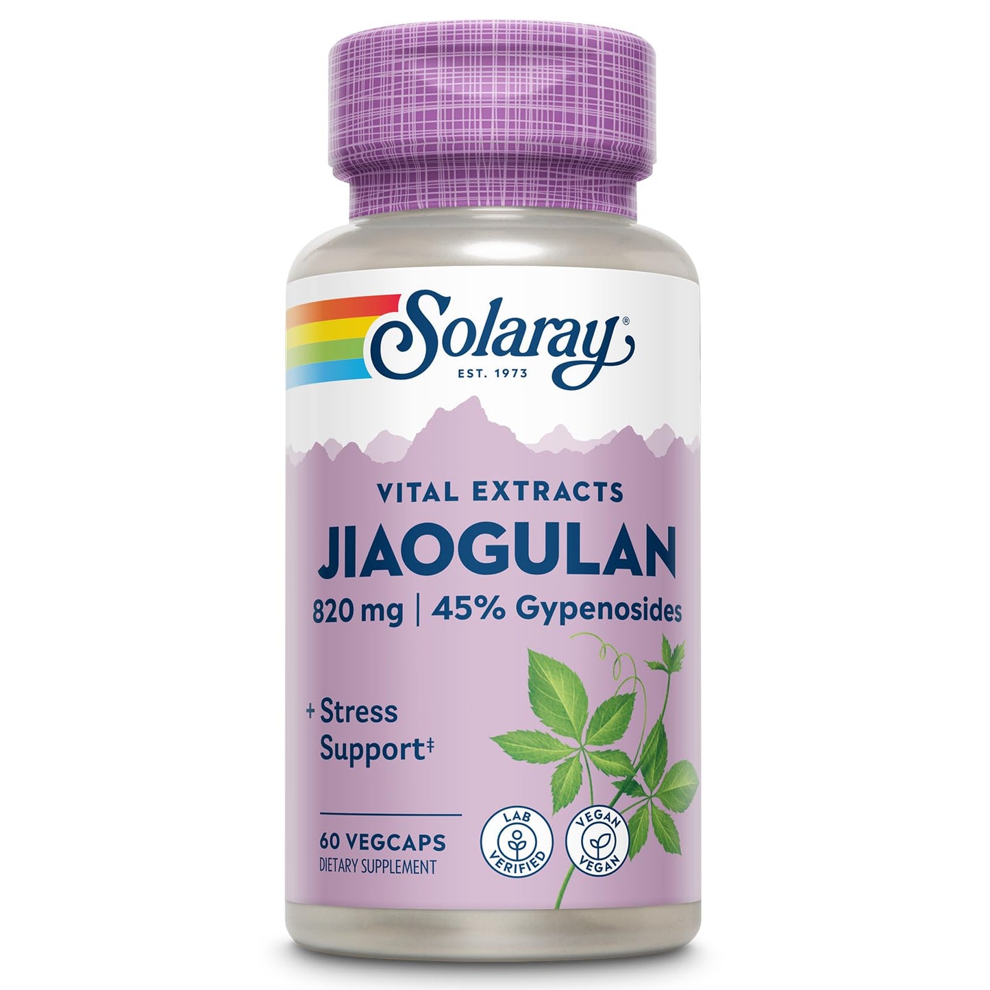 SOLARAY Jiaogulan Root and Rhizome Extract, Gynostemma Pentaphyllum Stress Support and Antioxidants Supplement Capsules, 60