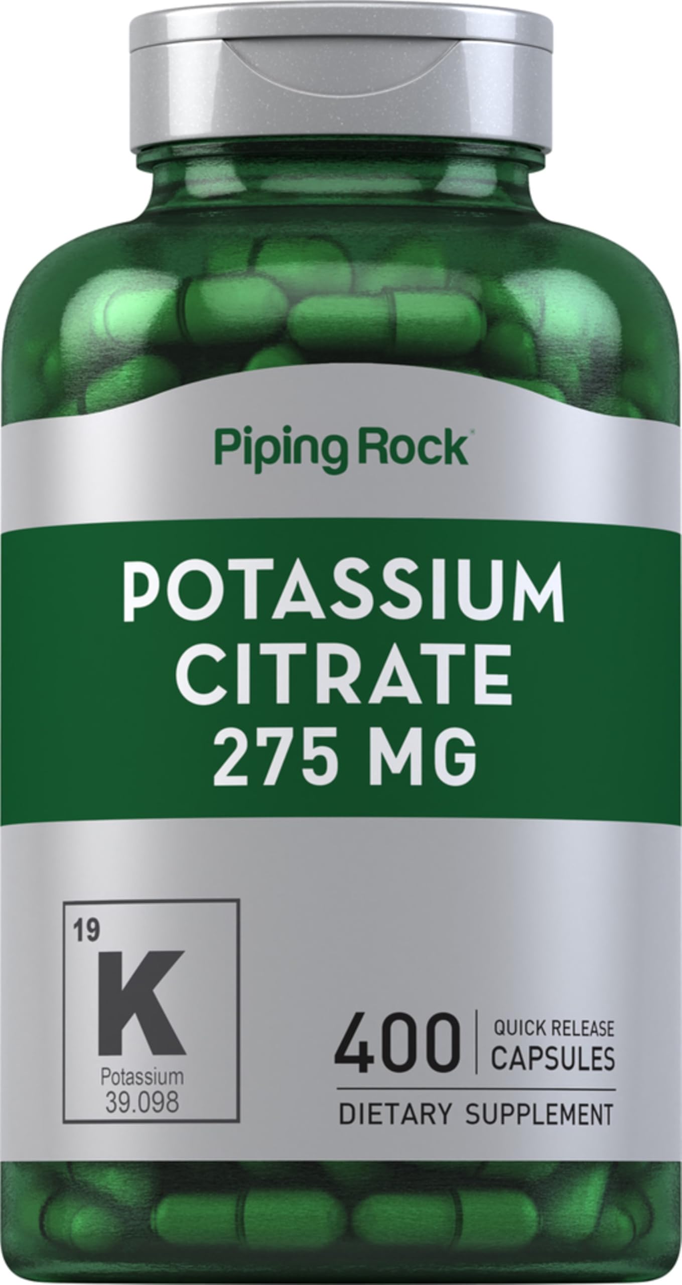 Piping Rock Potassium Citrate Supplement Capsule, 400 Capsules