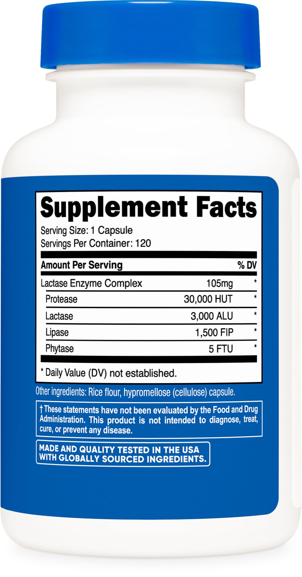 Nutricost Lactase Enzyme Complex 3,000 FCC ALU Capsules, 120 Count