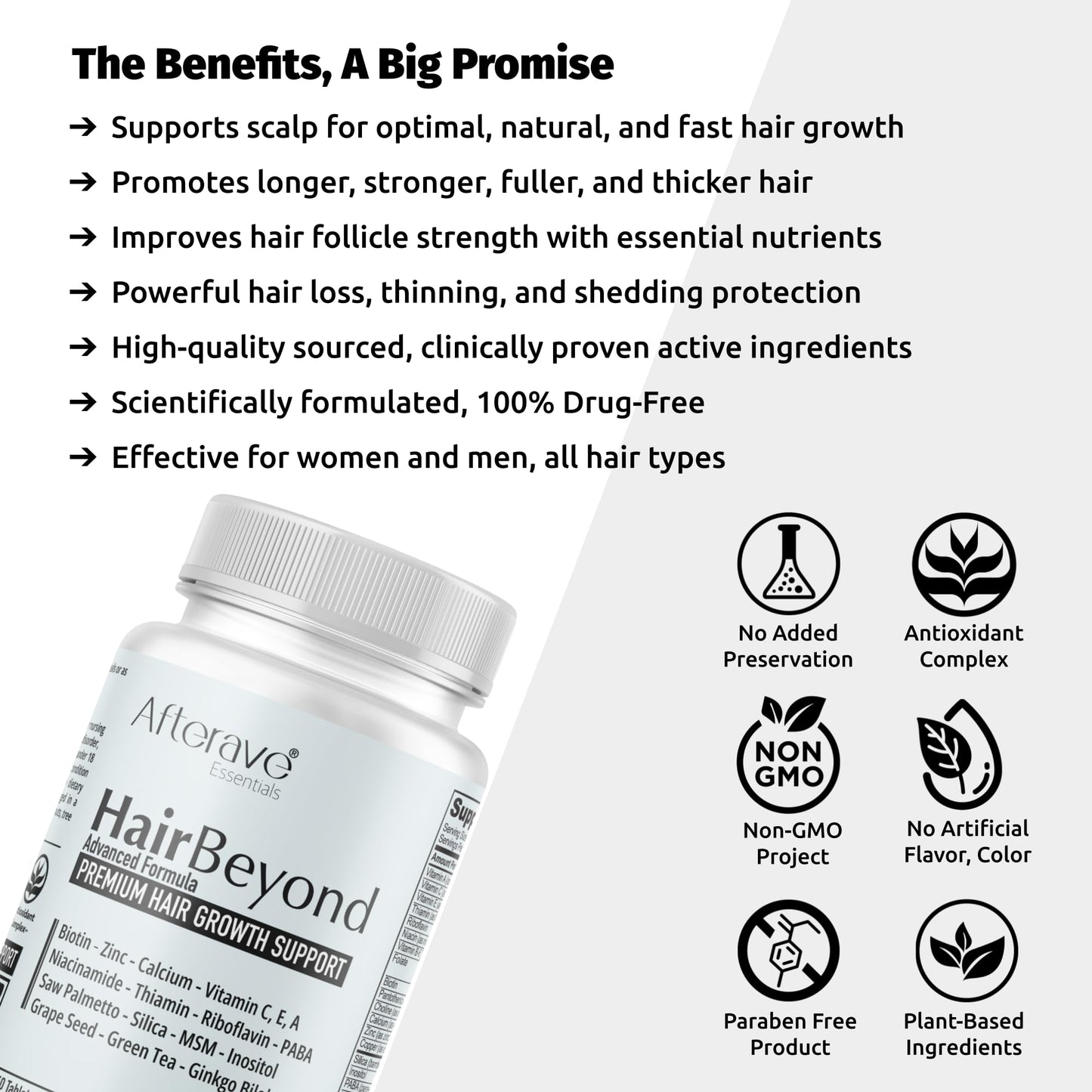Afterave Essentials HairBeyond Advanced Hair Growth Formula Tablets, 60 Count