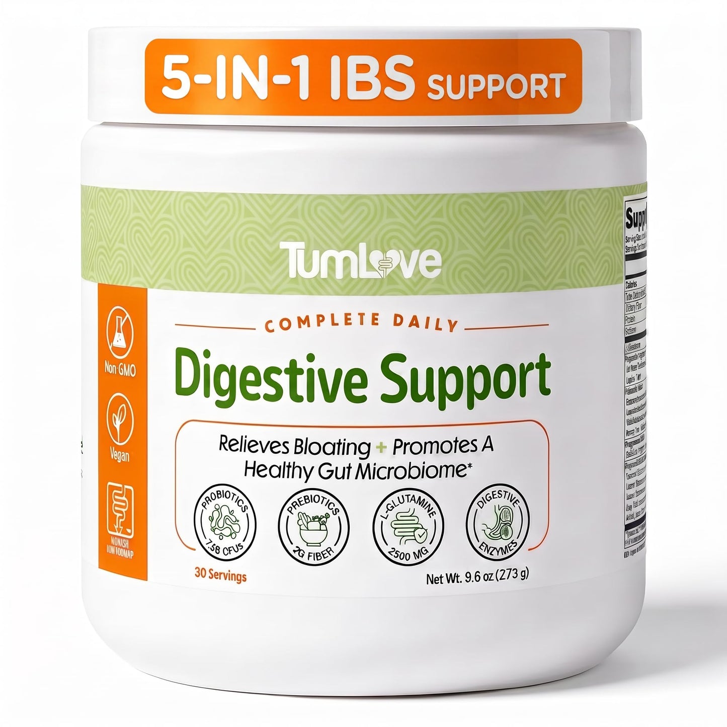 TumLove Digestive Support Powder for IBS, SIBO, GERD, Low FODMAP Supplement, 9.6 Ounce