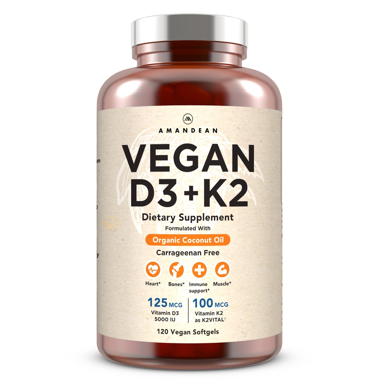 AMANDEAN Vitamin D3 K2 Softgels 120