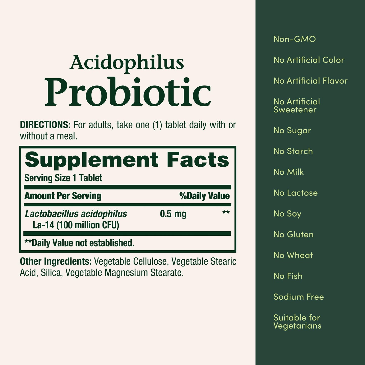 Nature's Bounty Lactobacillus Acidophilus Probiotic Supplement Tablet 120 Count