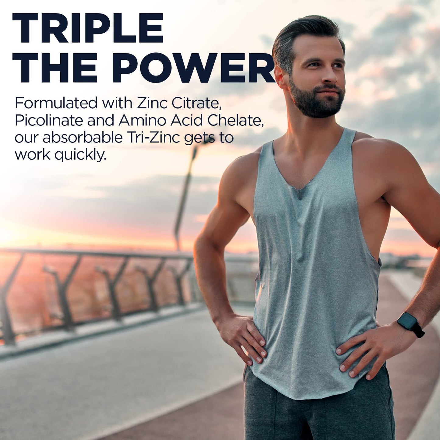 KAL Tri Zinc Supplement 50 mg for Men & Women - Zinc Citrate, Amino Acid Chelate, & Picolinate, 90 Tablets