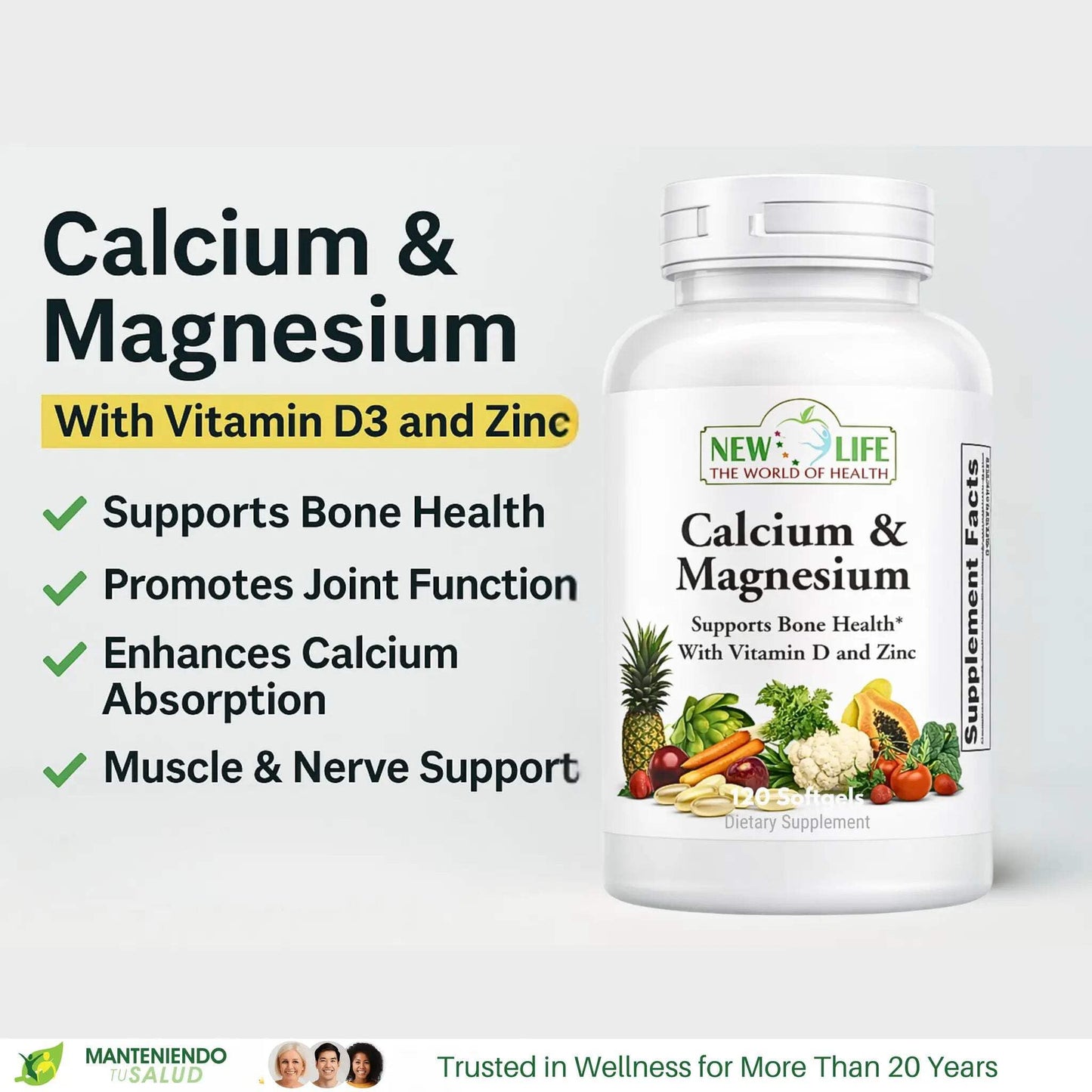 Manteniendo Tu Salud Calcium Magnesium D3 & Zinc Bone Support Softgel 120