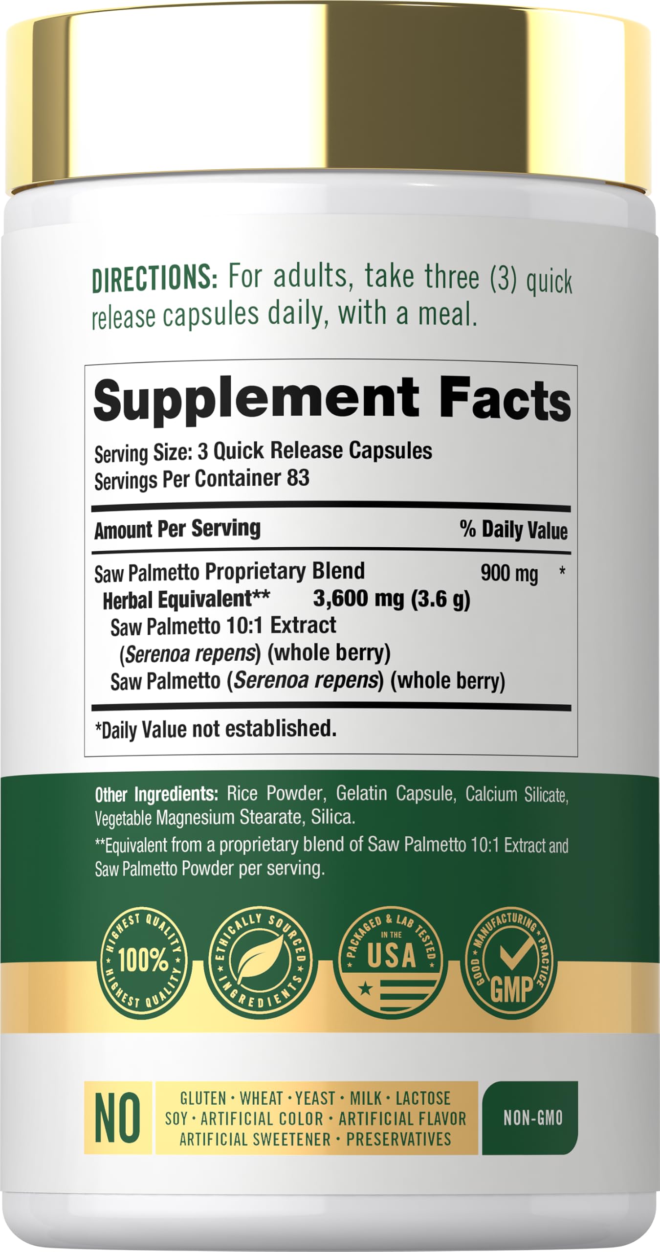 Carlyle Saw Palmetto for Men and Women 250 Capsules