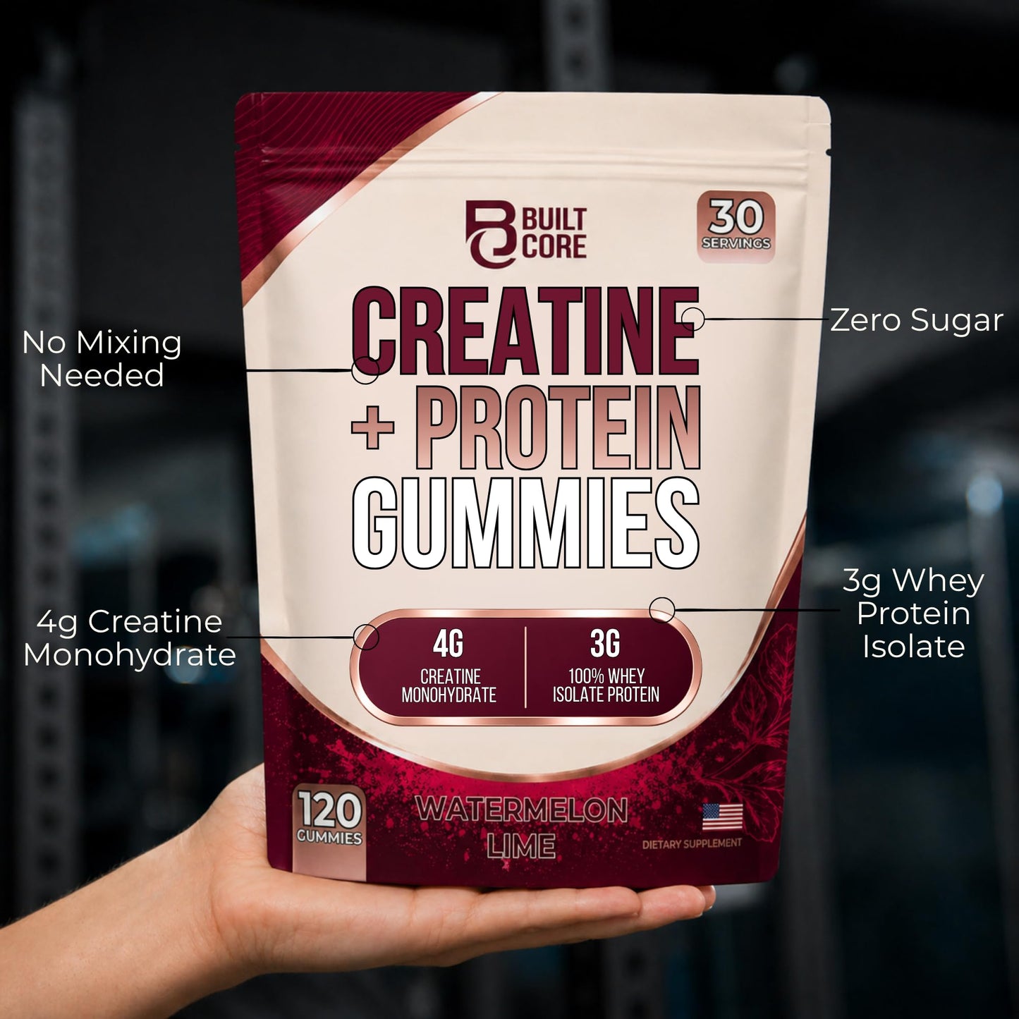 BuiltCore Creatine Protein Gummies 10 Gummies