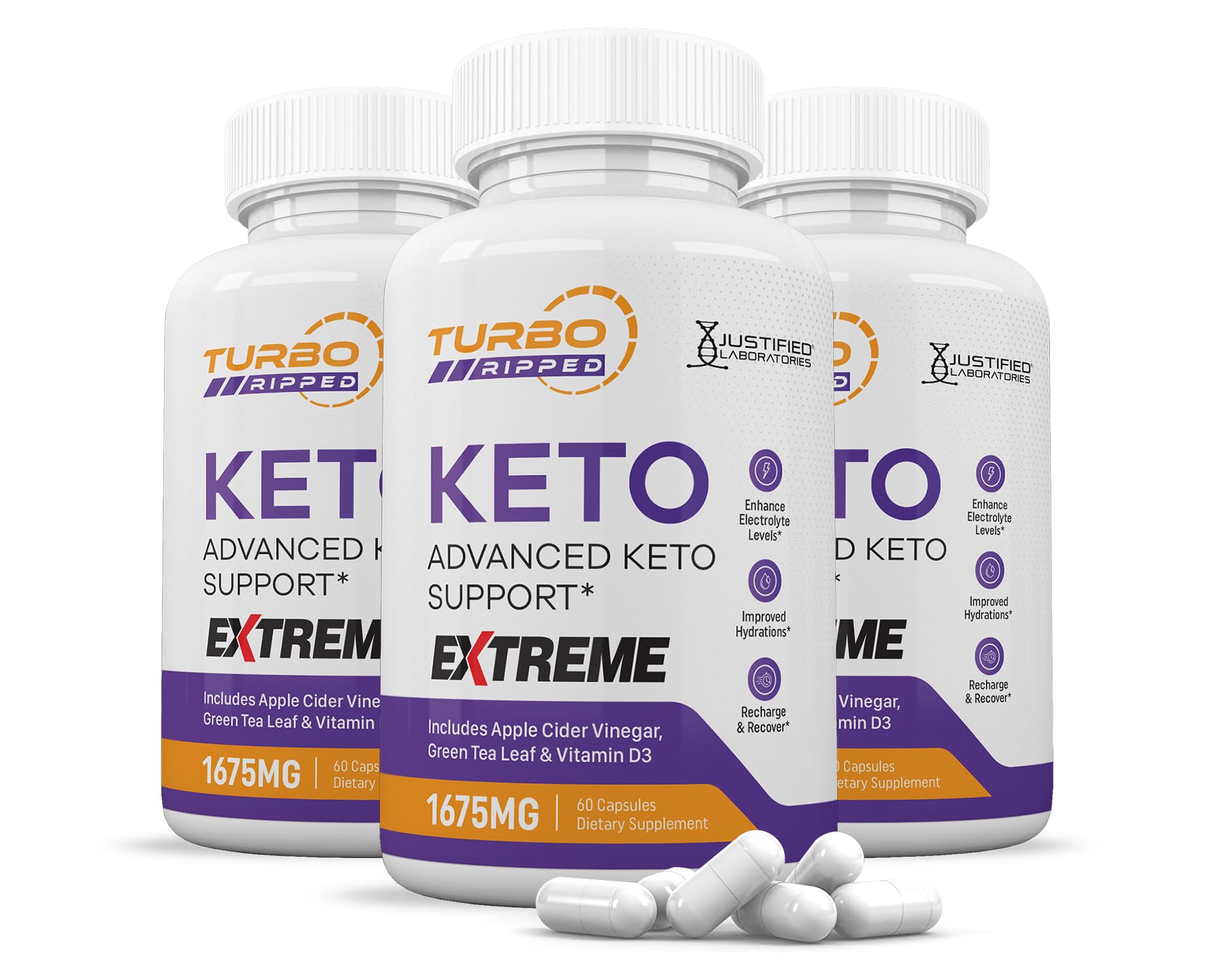 Justified Laboratories Turbo Ripped Keto ACV Extreme Capsule, 180 Capsules