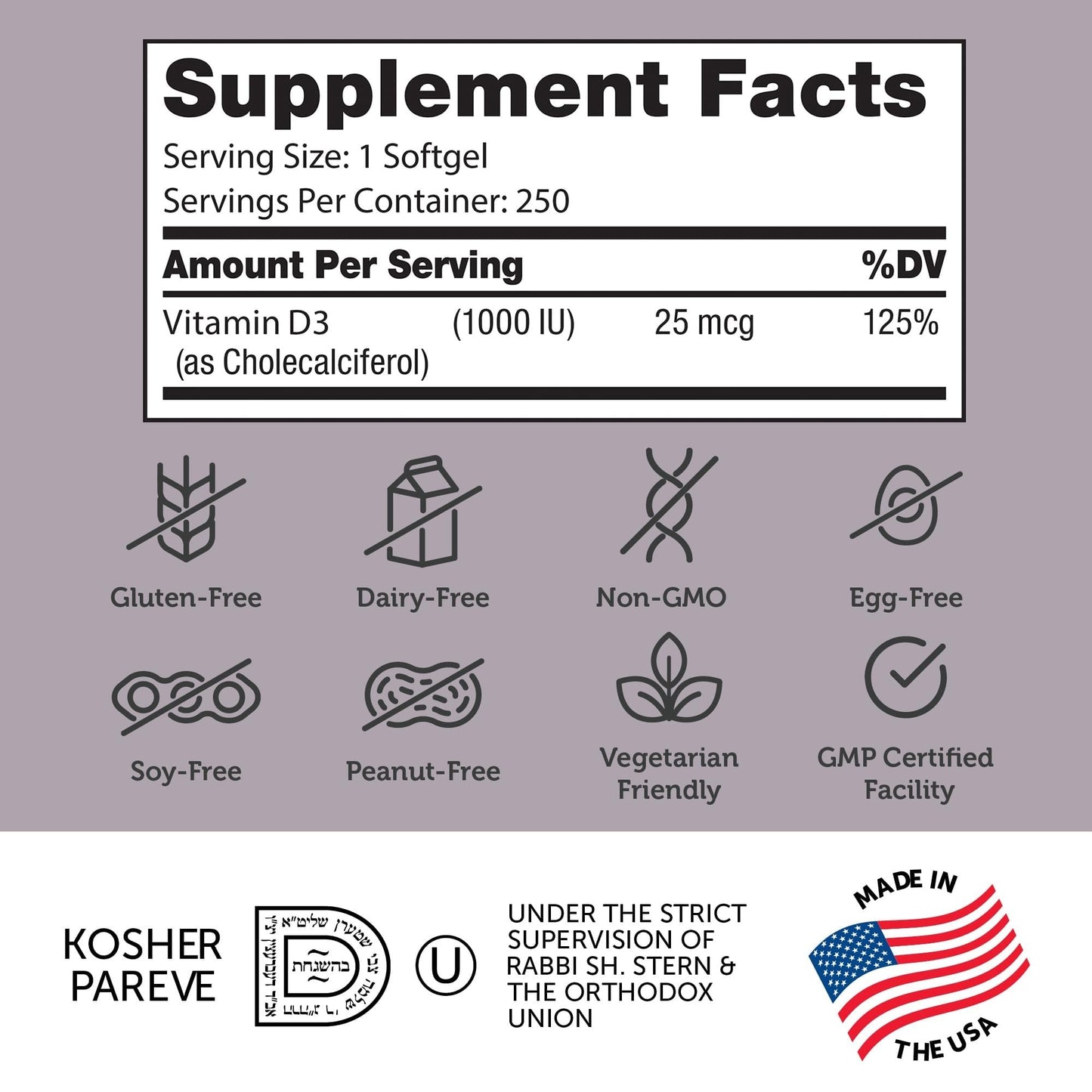Zahler Advanced Vitamin D3 1000 IU Softgels, 250 Count
