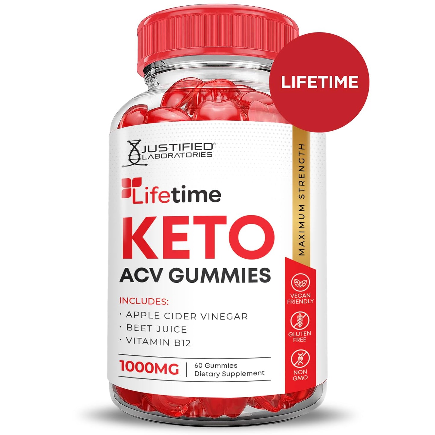 Justified Laboratories Lifetime Keto ACV Gummies 300 Gummies