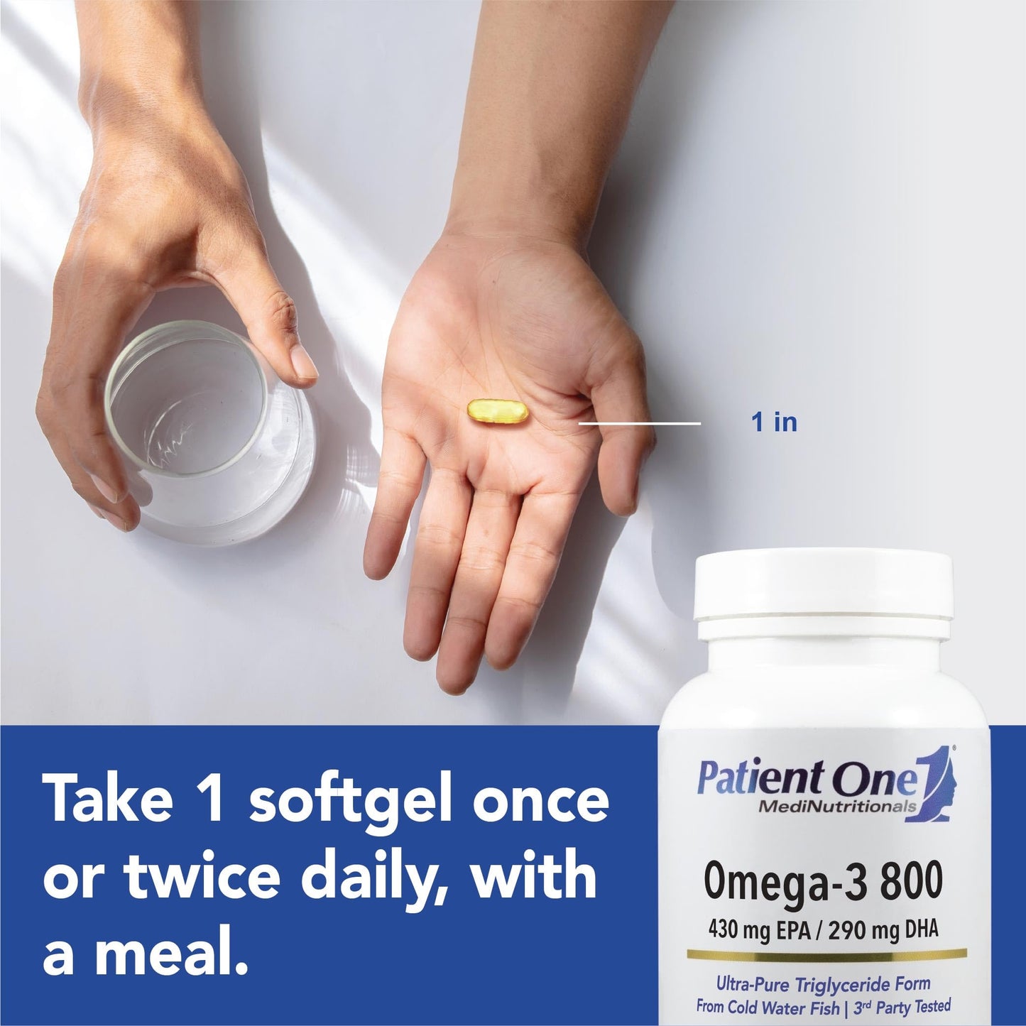 Patient One Omega-3 800 mg Fish Oil with EPA & DHA Softgel 120 Count