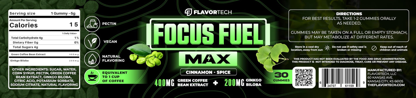 FlavorTech Focus Fuel Max Gummies, 30 Count