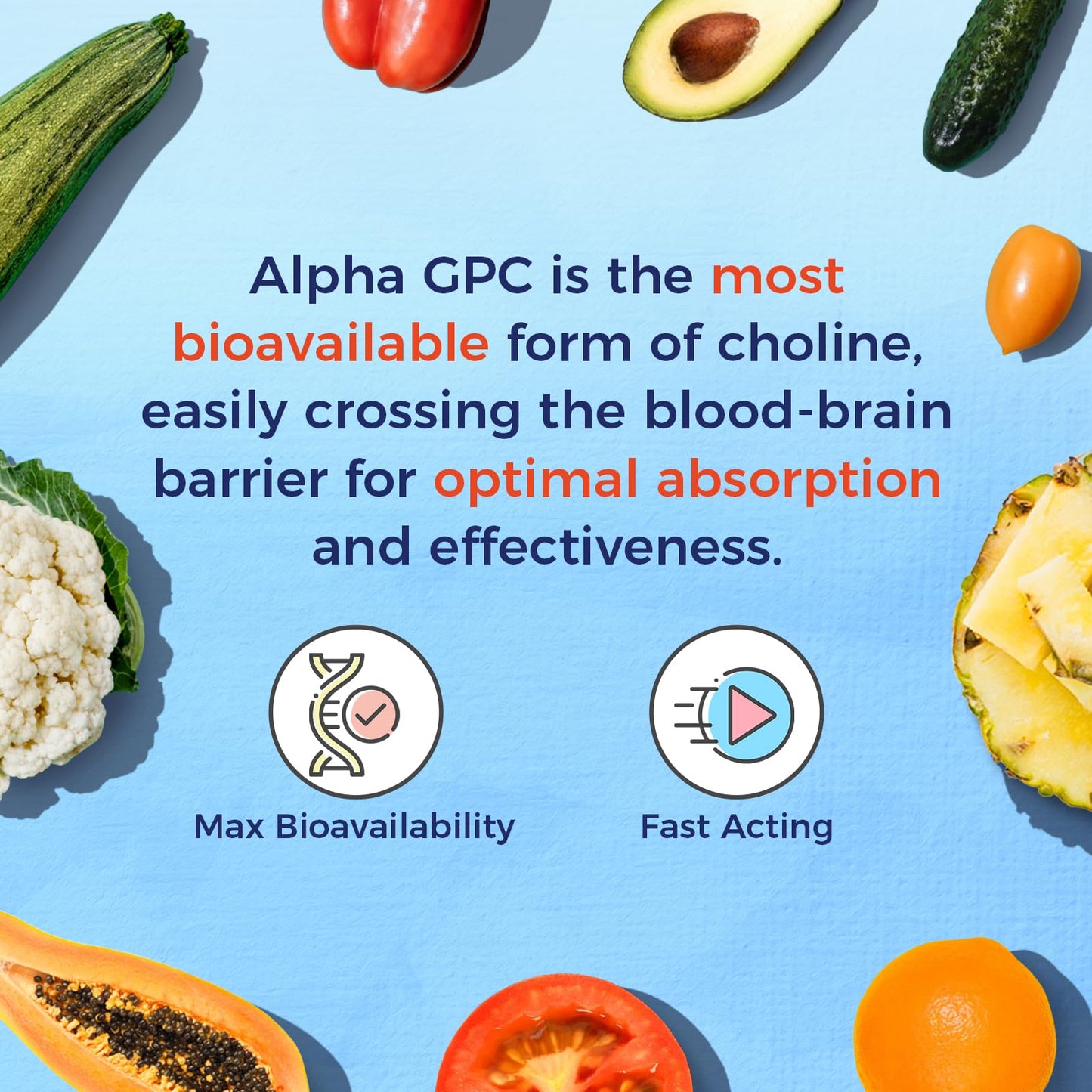 Vitalitown Alpha GPC 600 mg Capsule, Acetylcholine Precursor, Bioavailable Choline Source, 60 Veg Caps