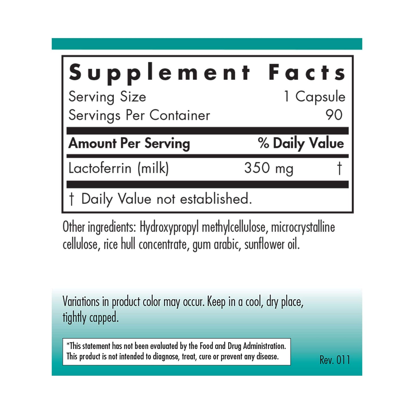 Allergy Research Group Lactoferrin Supplement 350mg Capsules, 90 Count