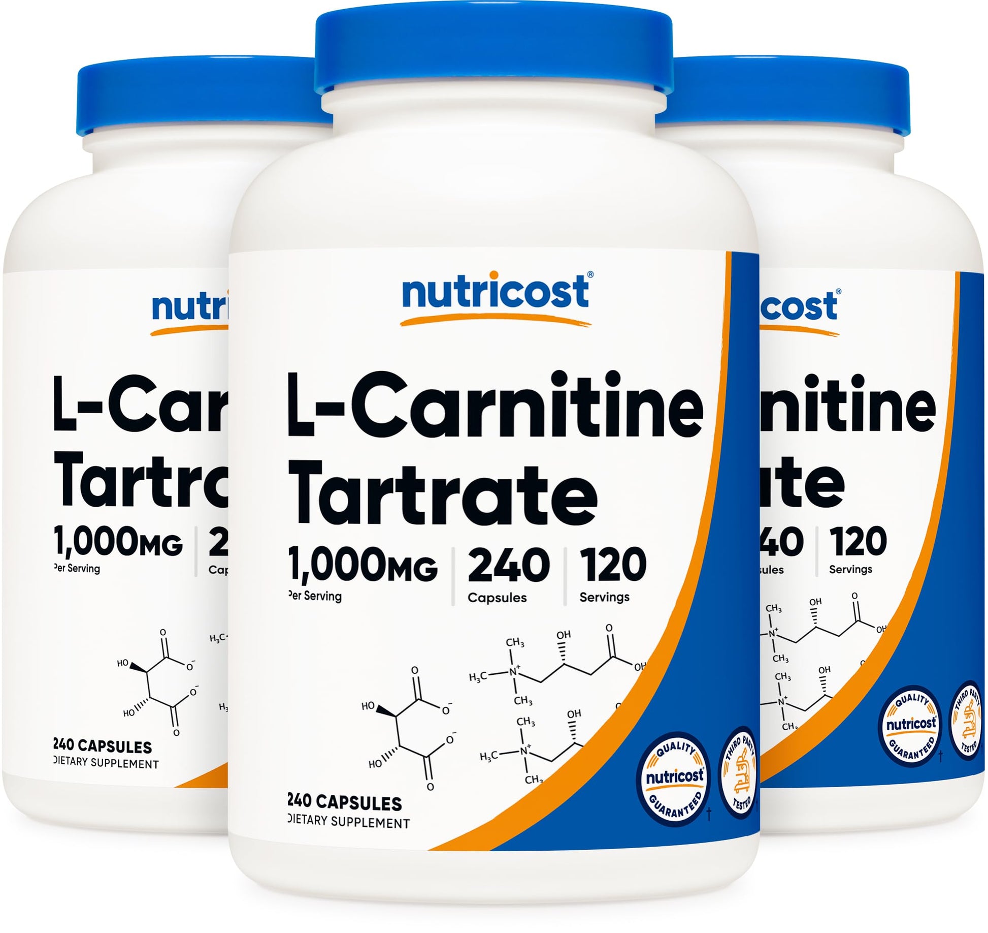 Nutricost L-Carnitine Tartrate 500mg Capsule, 3 Bottles