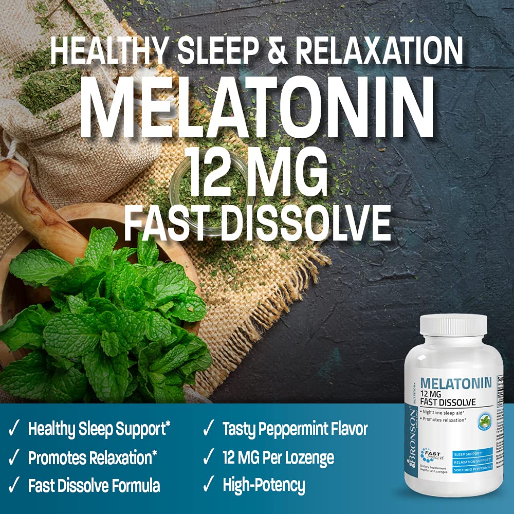 Bronson Melatonin 12 mg Fast Dissolve Sleep Support Lozenges, 180 Count