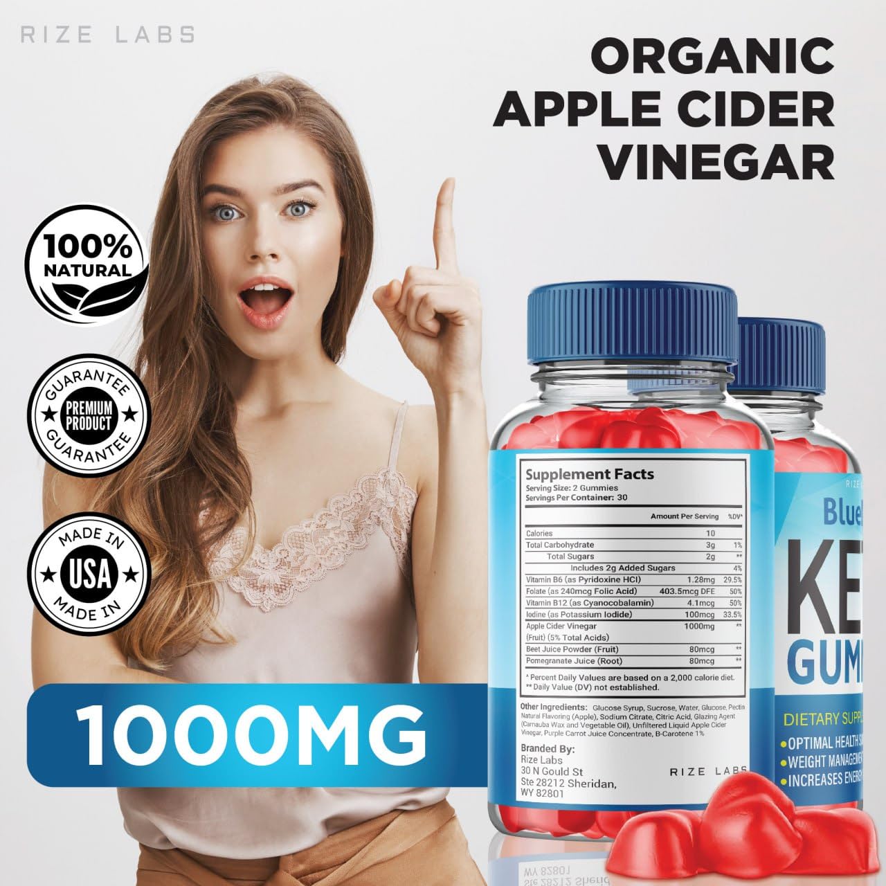 Rize Labs BlueBurn Keto Gummies, 180 Gummies