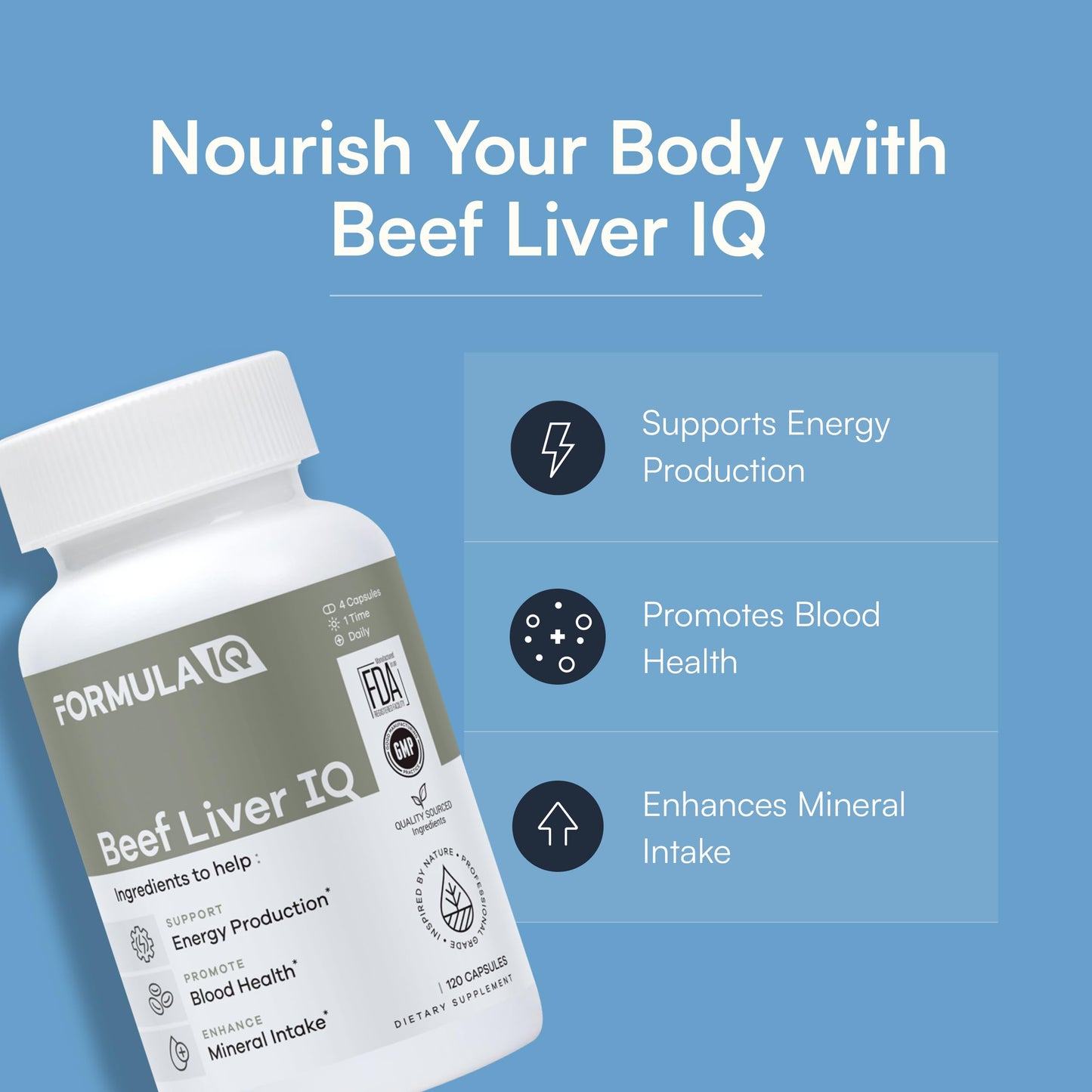 FIQ Beef Liver IQ Capsules 120 Count