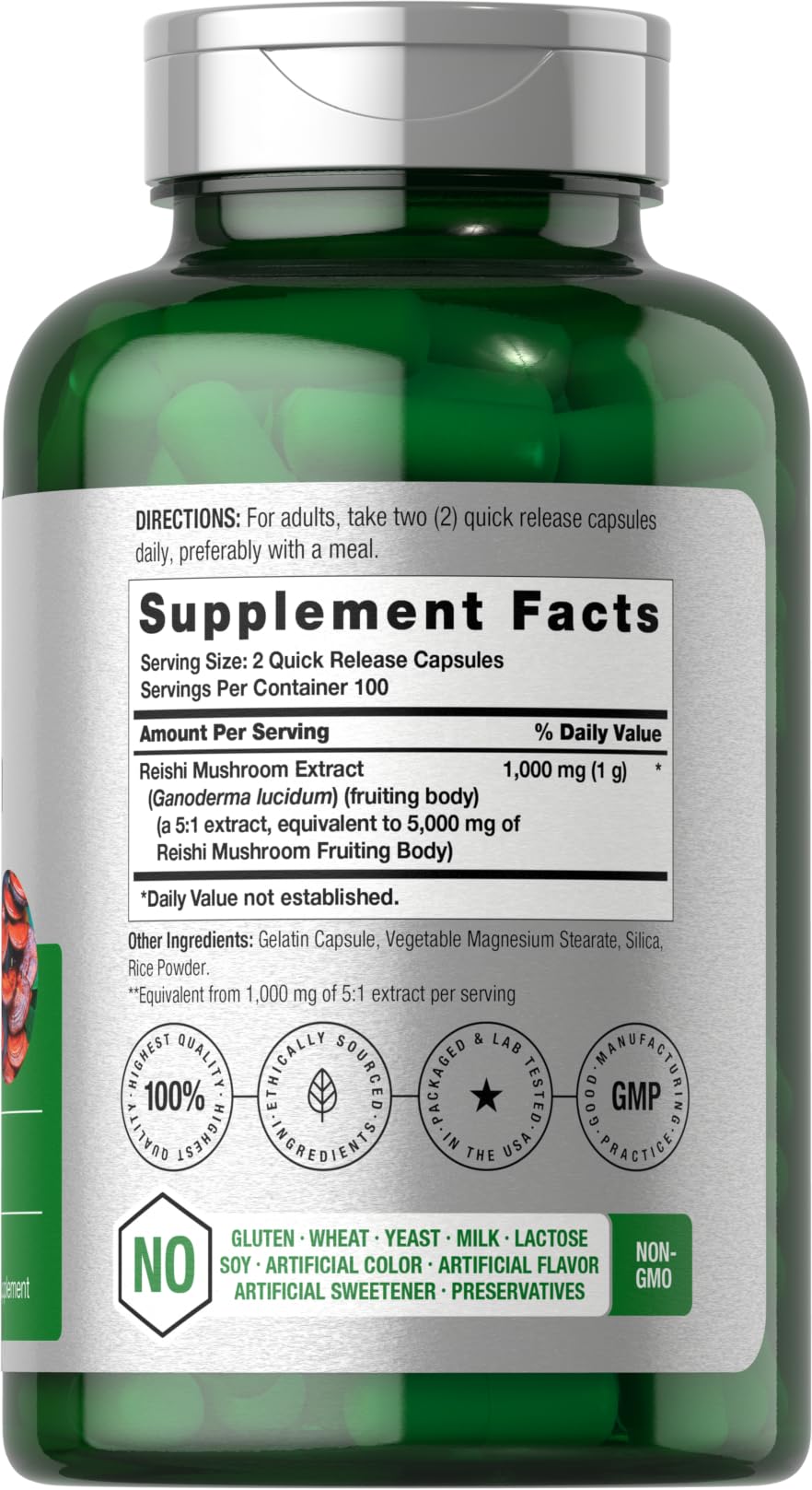 Horbäach Reishi Mushroom Capsules 200 Count