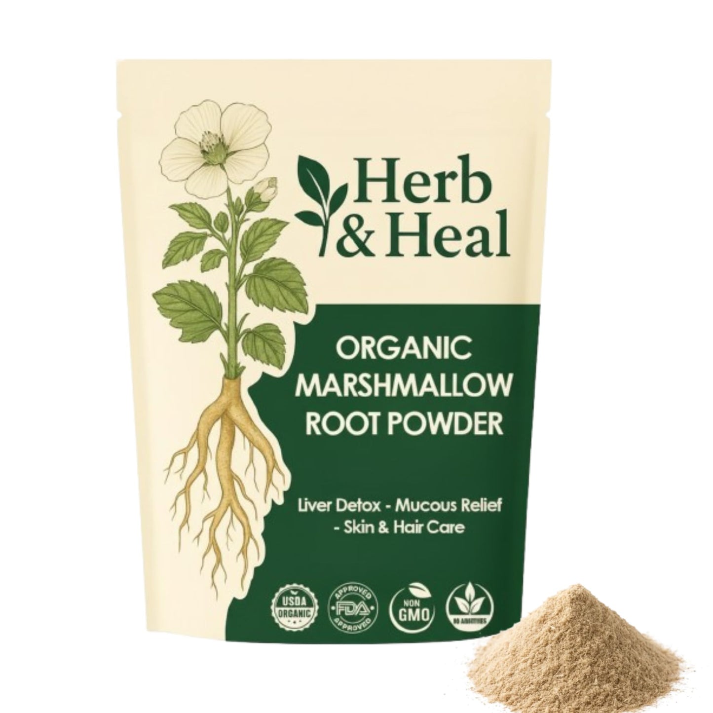 Herb & Heal Organic Marshmallow Root Powder 8 oz