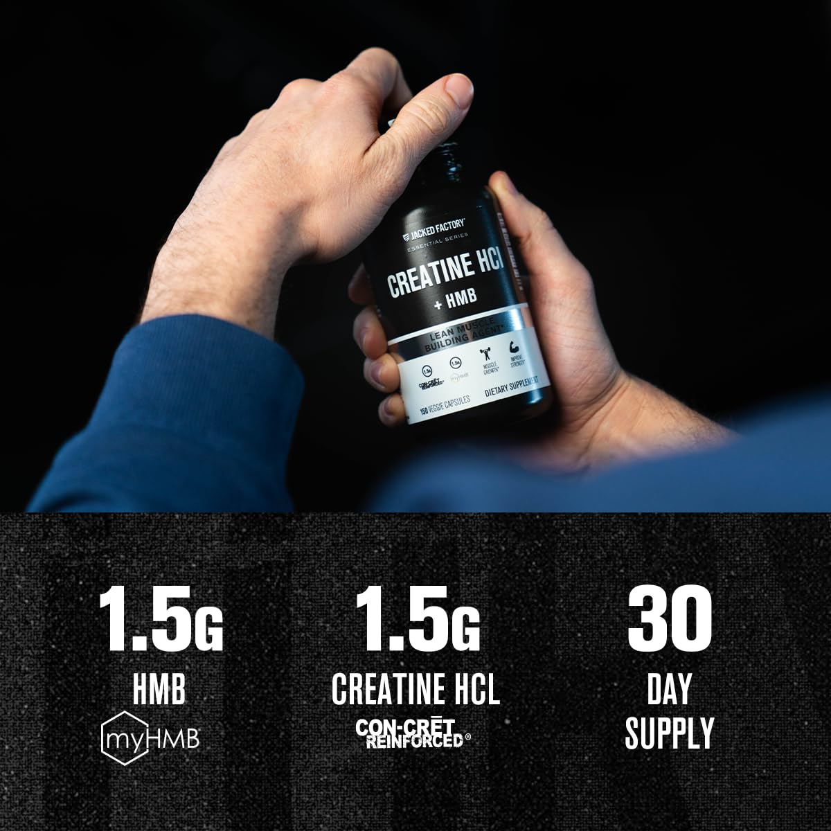 Jacked Factory Creatine HCL + HMB Capsules, 150 Capsules