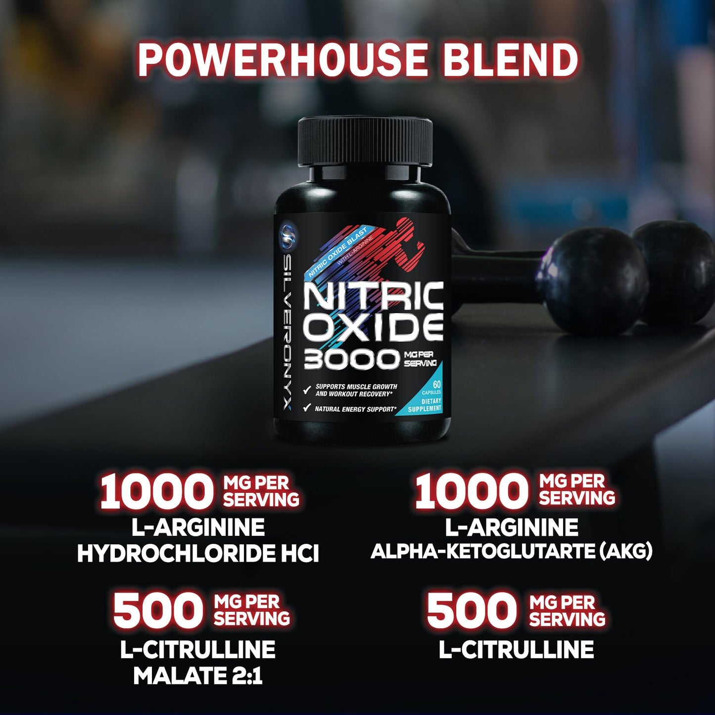 SILVERONYX Extra Strength Nitric Oxide Booster Capsule 60 Count