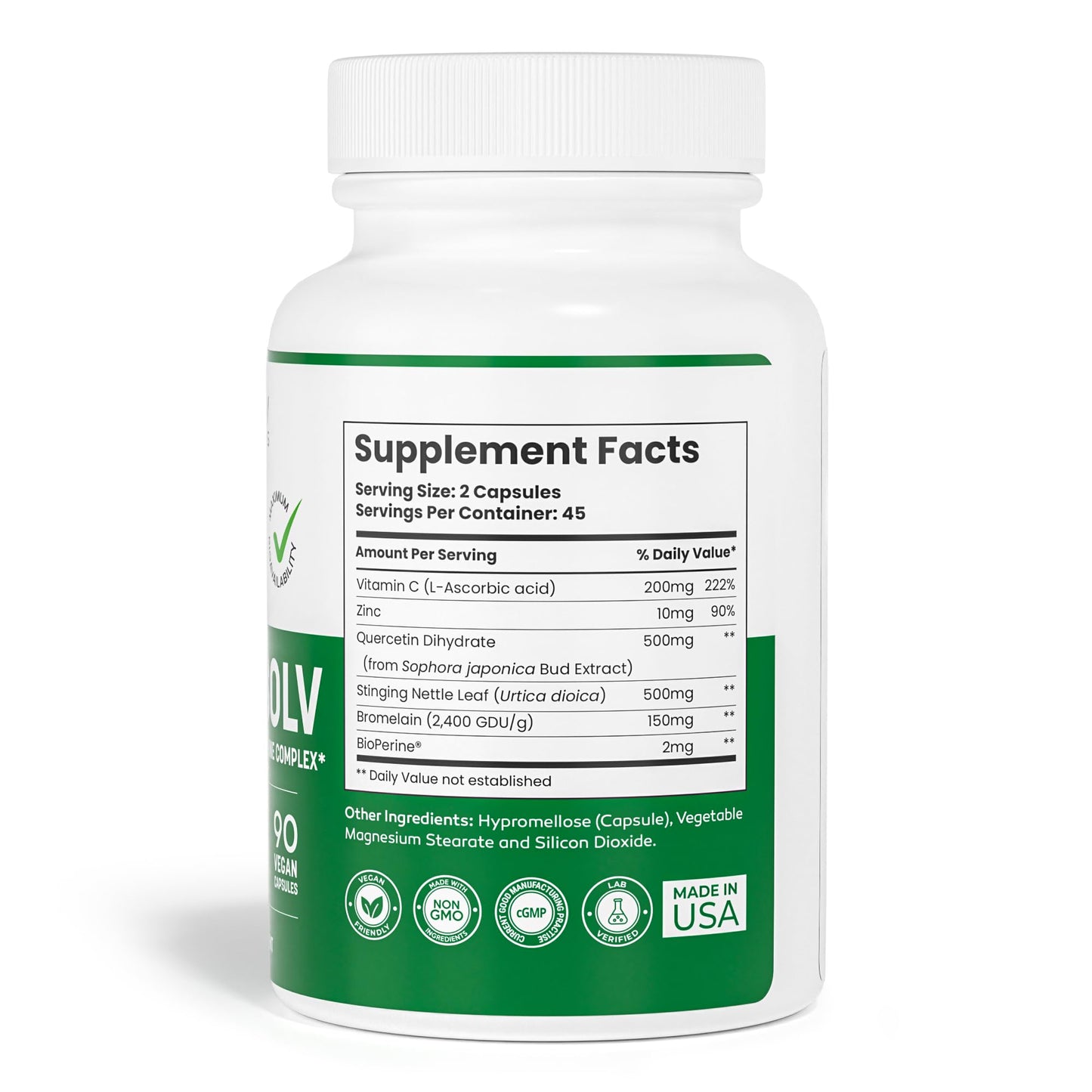 SOLV NATURALS ALLERSOLV Quercetin with Bromelain Advanced Allergy and Immune Complex 90 Capsules