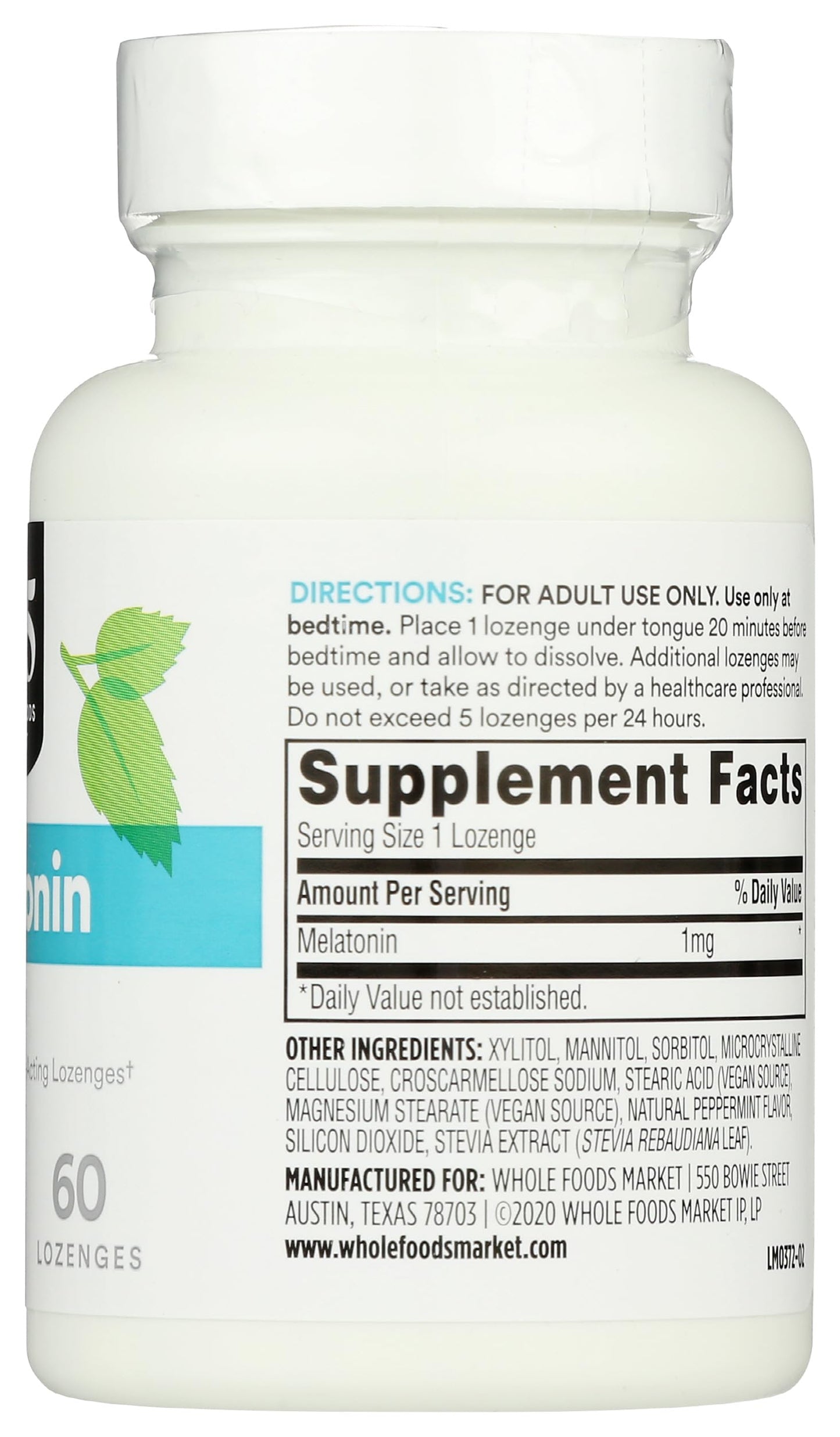 365 by Whole Foods Market Melatonin Lozenges 1mg Peppermint Flavor, 60 Count