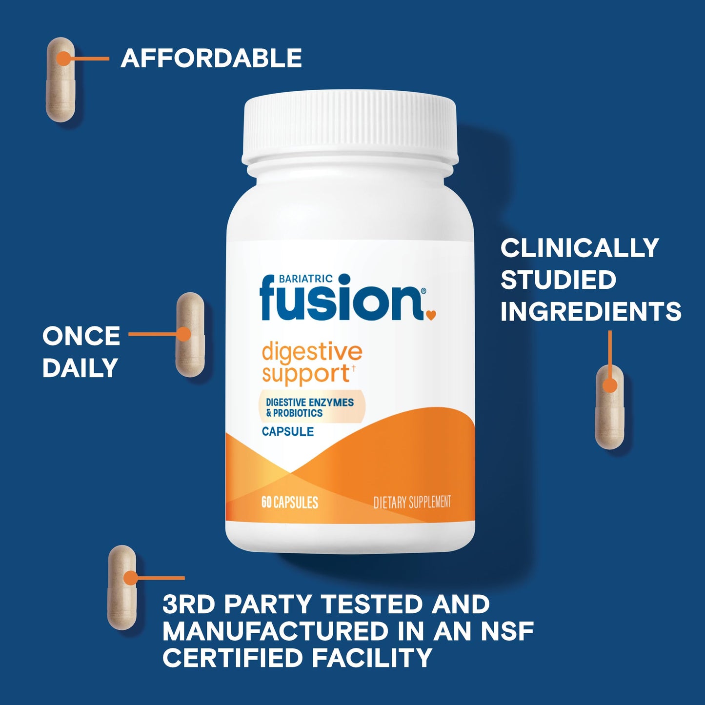 Bariatric Fusion Digestive Enzymes with Probiotics 60 Capsules