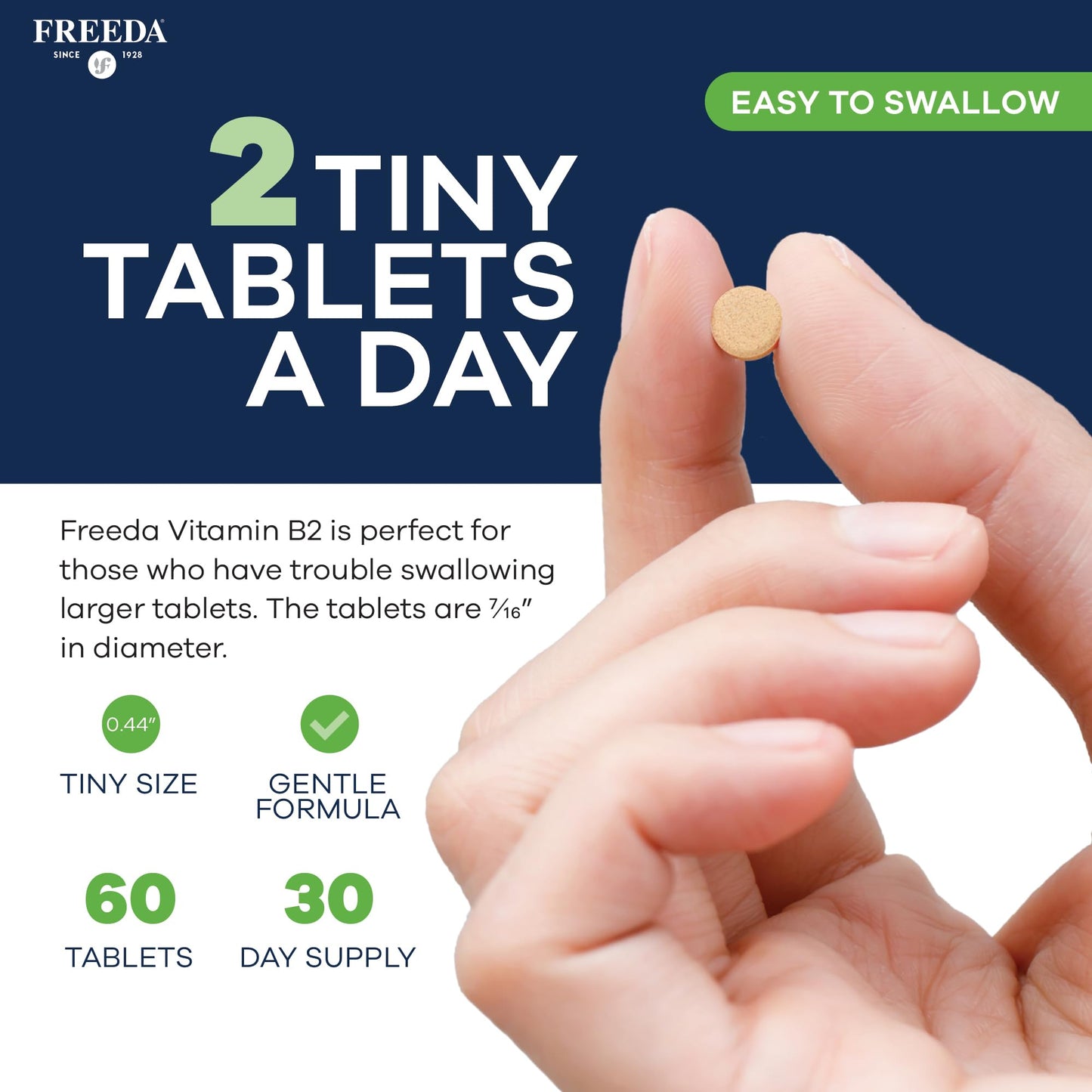 FREEDA Vitamin B2 400mg Riboflavin Supplement 60 Tablets
