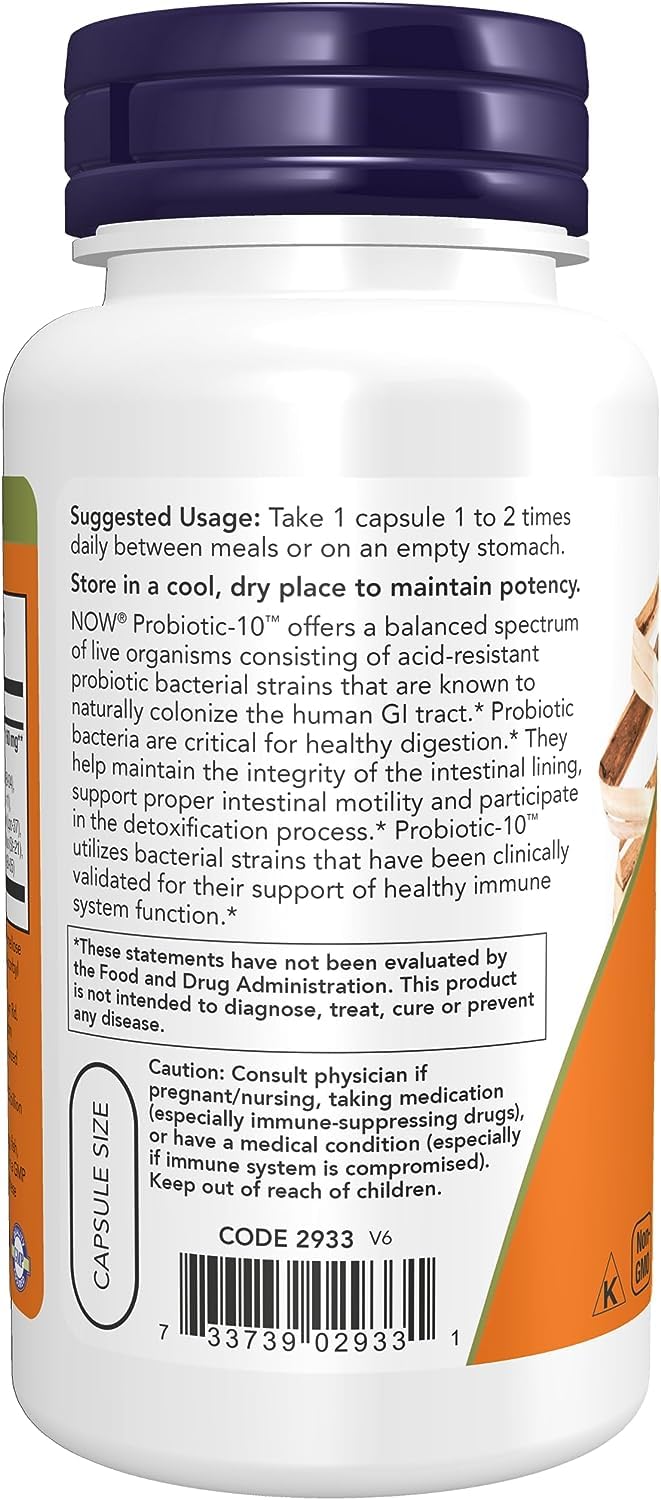 NOW Foods Probiotic-10 25 Billion Capsules, 200 Count