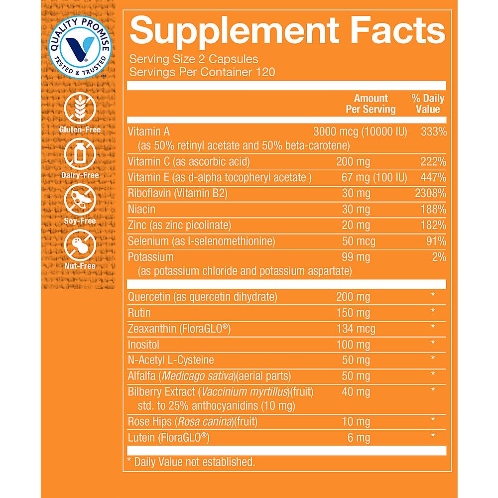 The Vitamin Shoppe Opti-Vue with FloraGLO Lutein - Eye Health & Vision Support, 240 Capsules