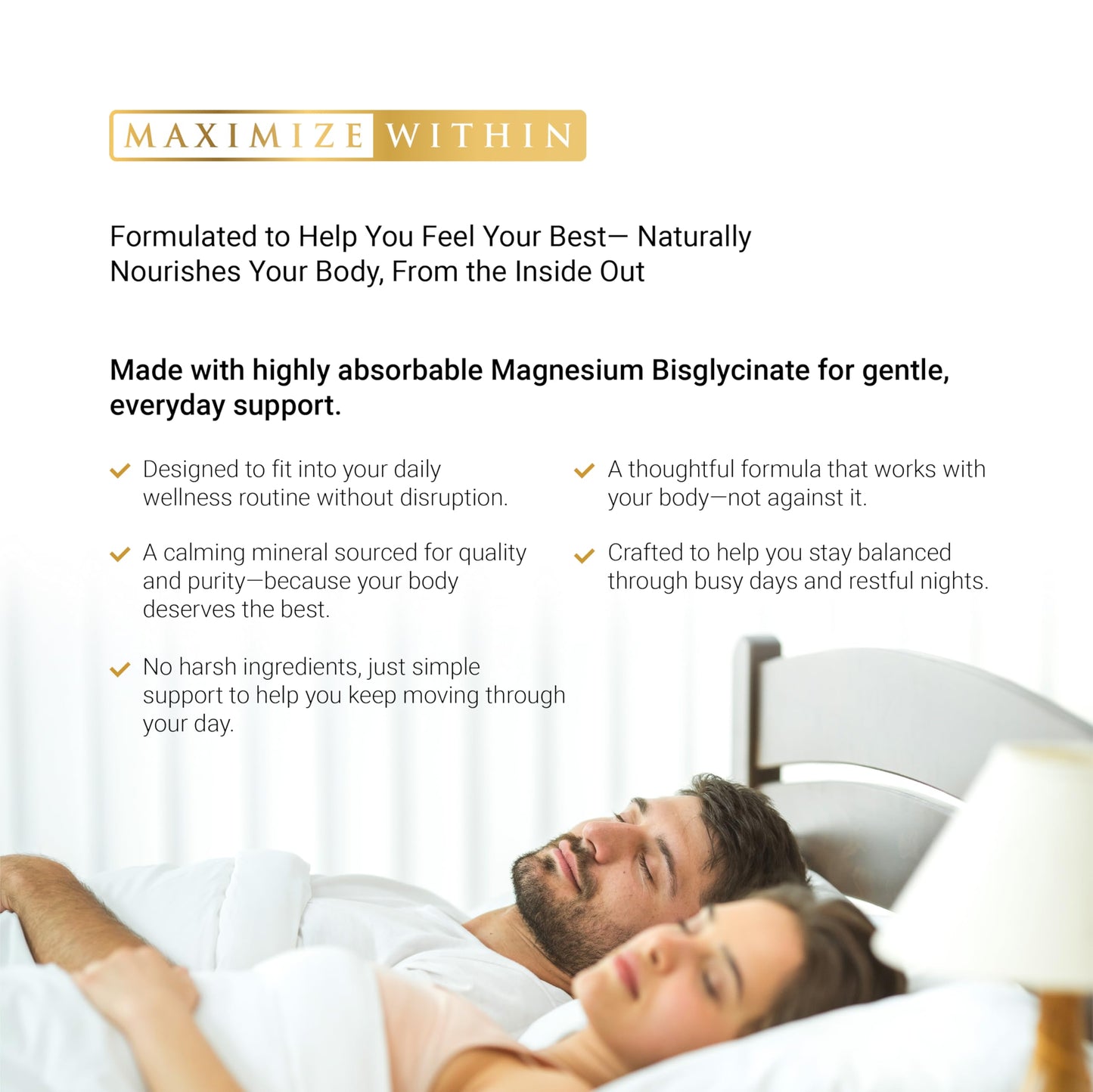 Maximize Within Magnesium Extra Strength Supplement 600mg Magnesium Glycinate Capsule, 60 Capsules