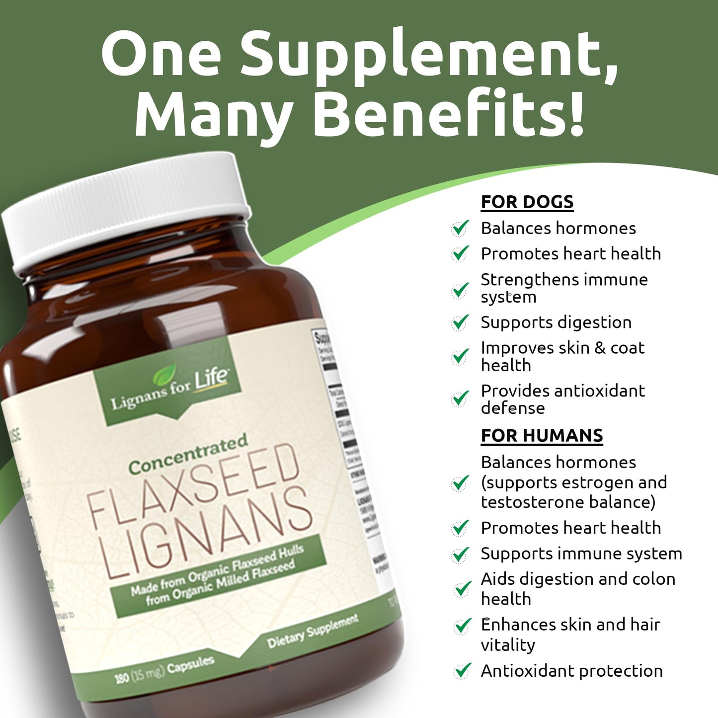 Lignans For Life Flaxseed Lignans for Dogs & People Capsules, 180 Capsules