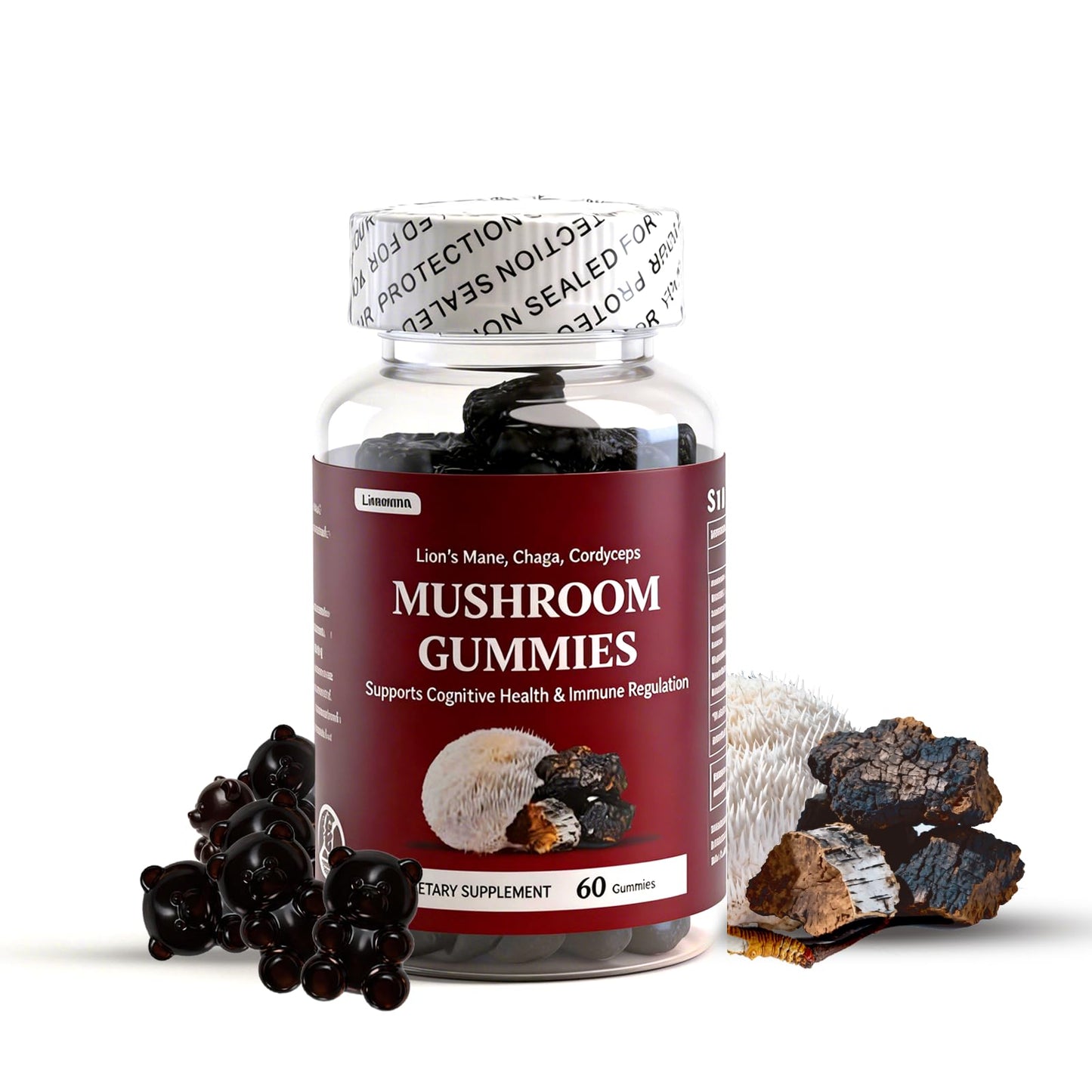 LAVANOVA Effective Mushroom Gummies with Lion’s Mane, Chaga & Cordyceps - Focus, Clarity, Energy & Immune Support - Nootropic Mushroom Supplement for Adults, 60 Gummies