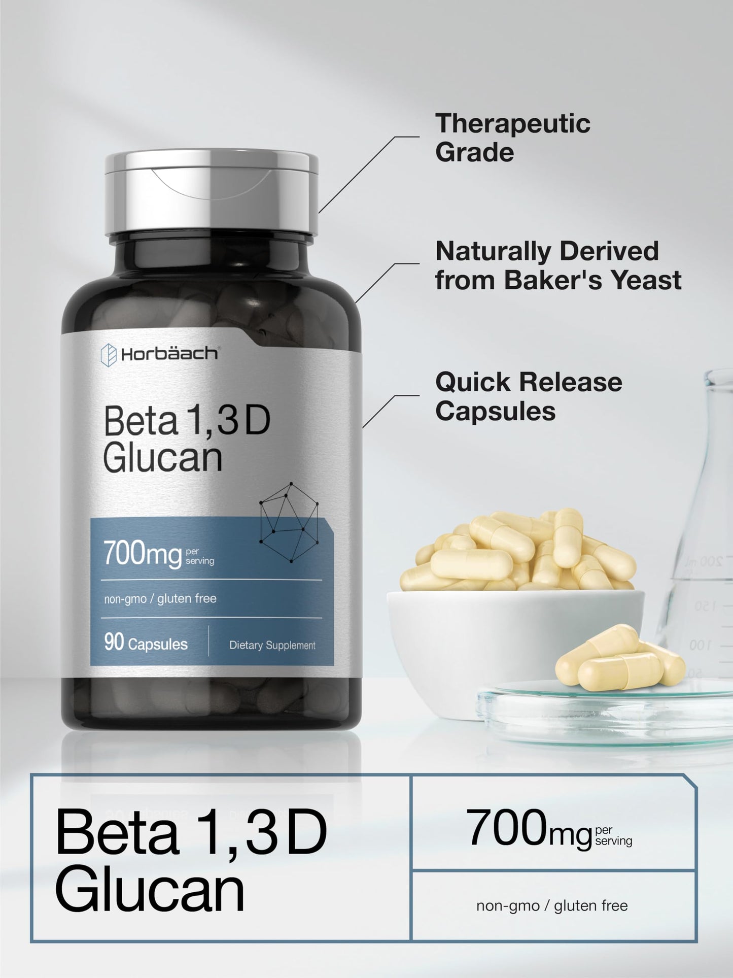 Horbäach Beta Glucan 1,3D 700 mg Capsule, 90 Count