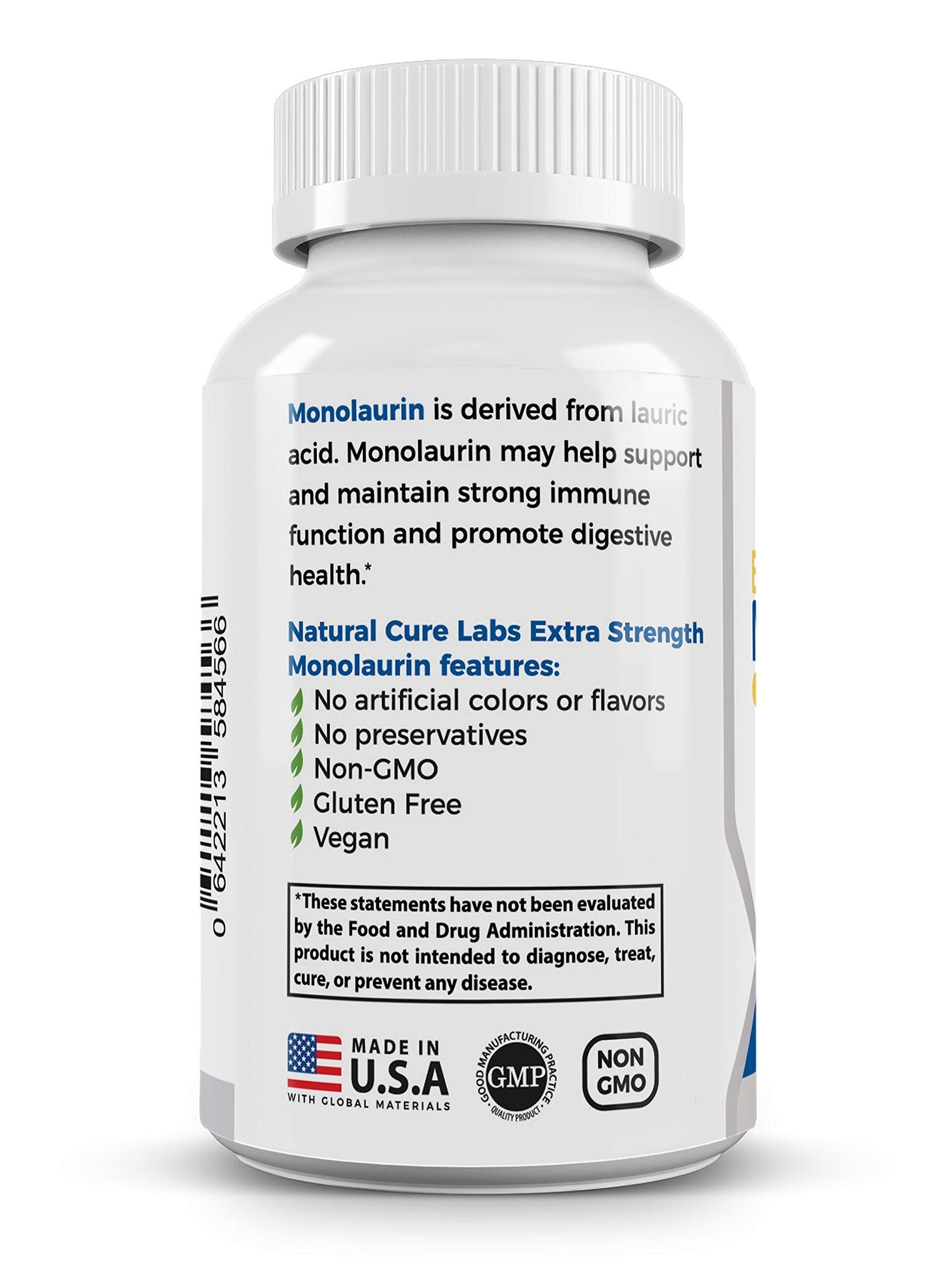 Natural Cure Labs Extra Strength Monolaurin 800mg + Clean L-Lysine 600mg Capsules Bundle