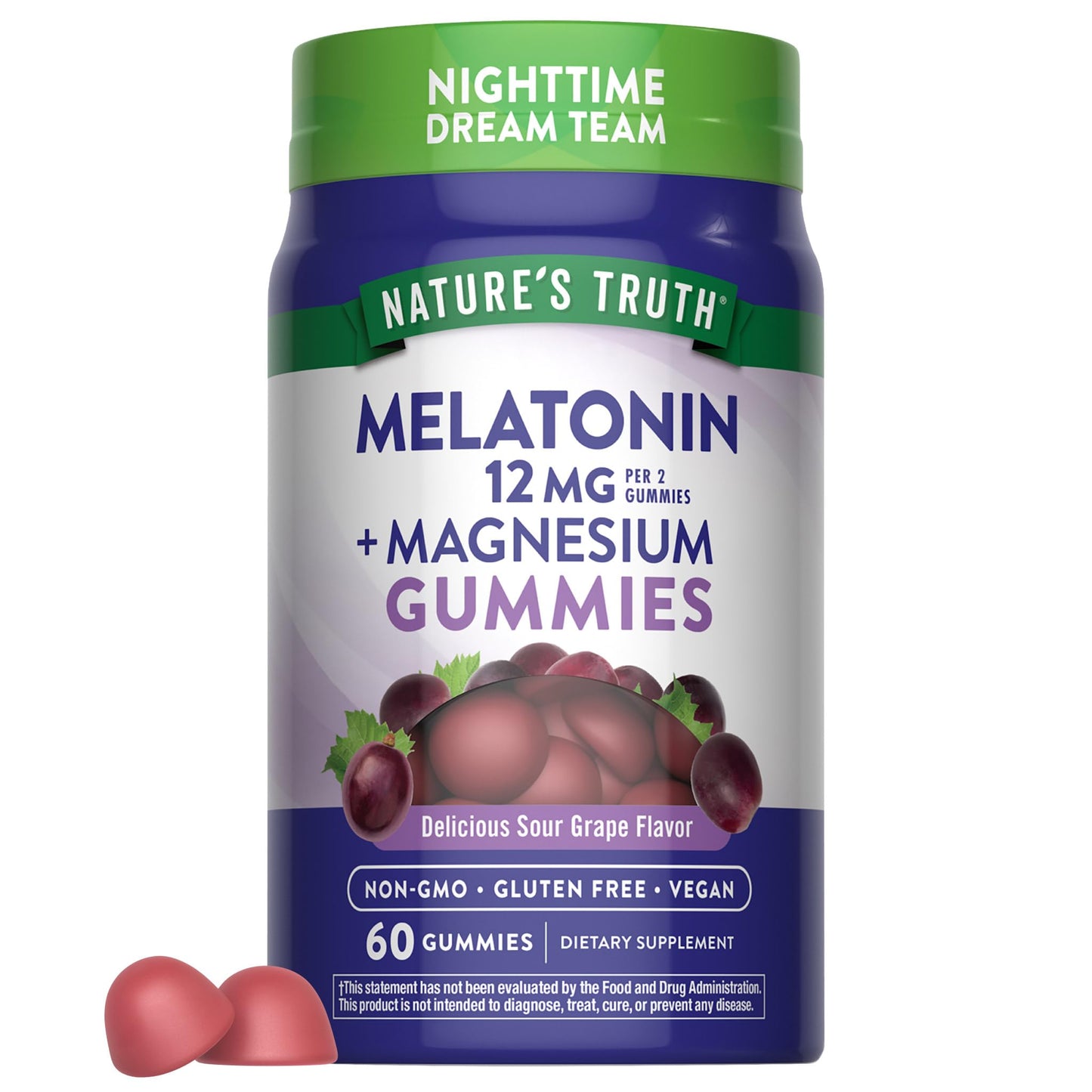 Nature's Truth Melatonin 12mg with Magnesium Gummies, 60 Count