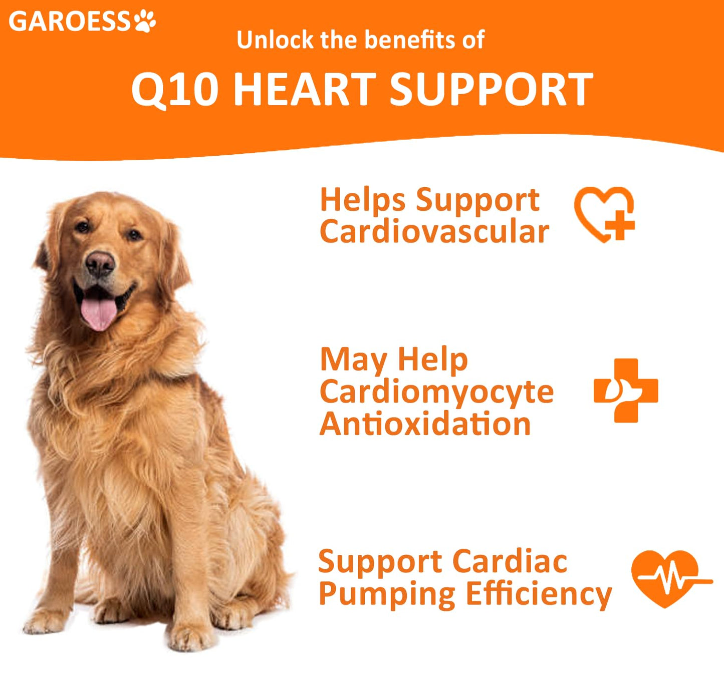 GAROESS CoQ10 Heart Chews Soft Chews for Dogs 120 Count