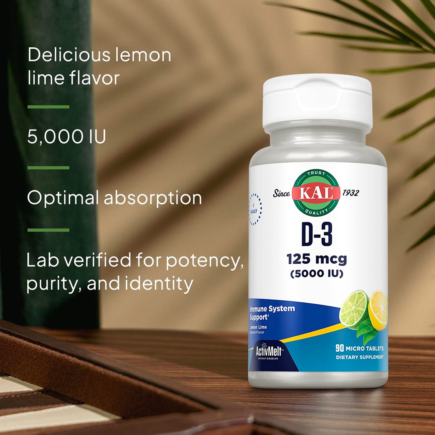 KAL Vitamin D-3 5000 IU ActivMelt 90 Tablets