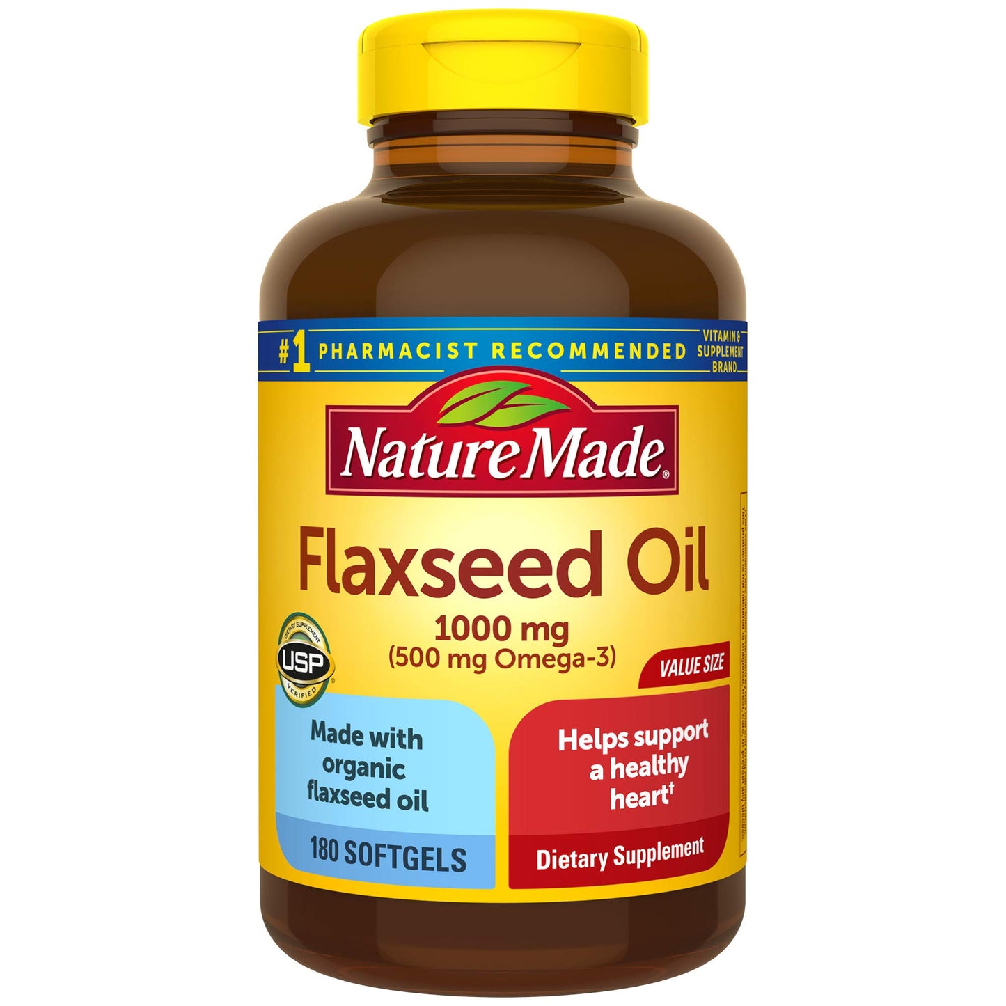 Nature Made Flaxseed Oil 1000 mg Softgels, 180 Softgels